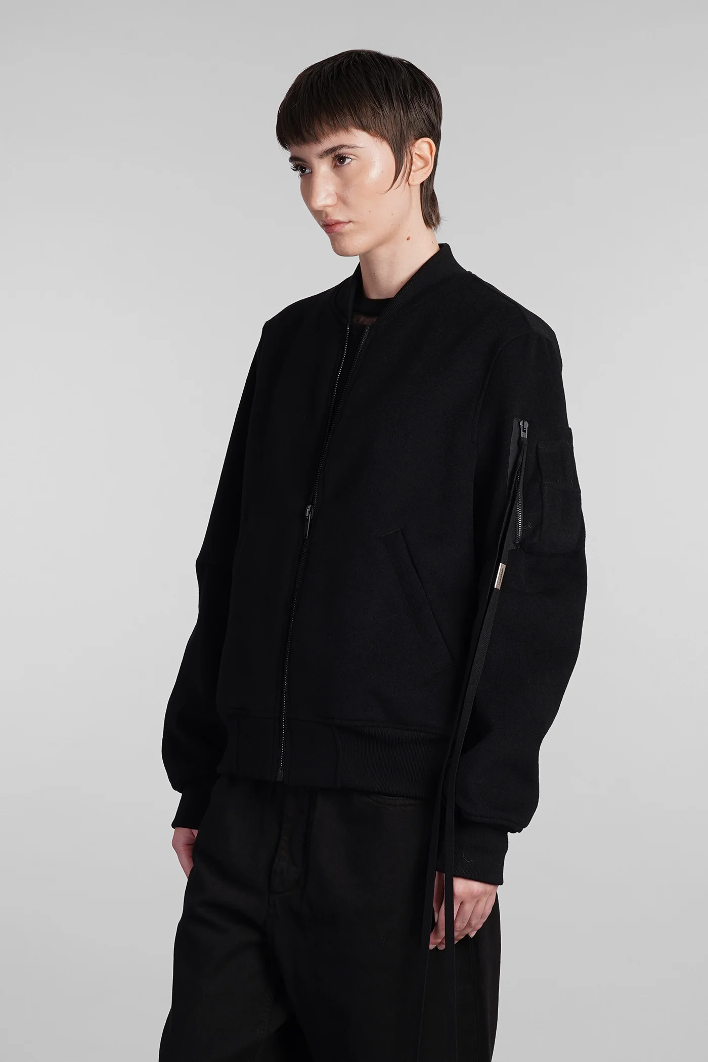 Barbara Bomber Jacket in black wool - Image 4