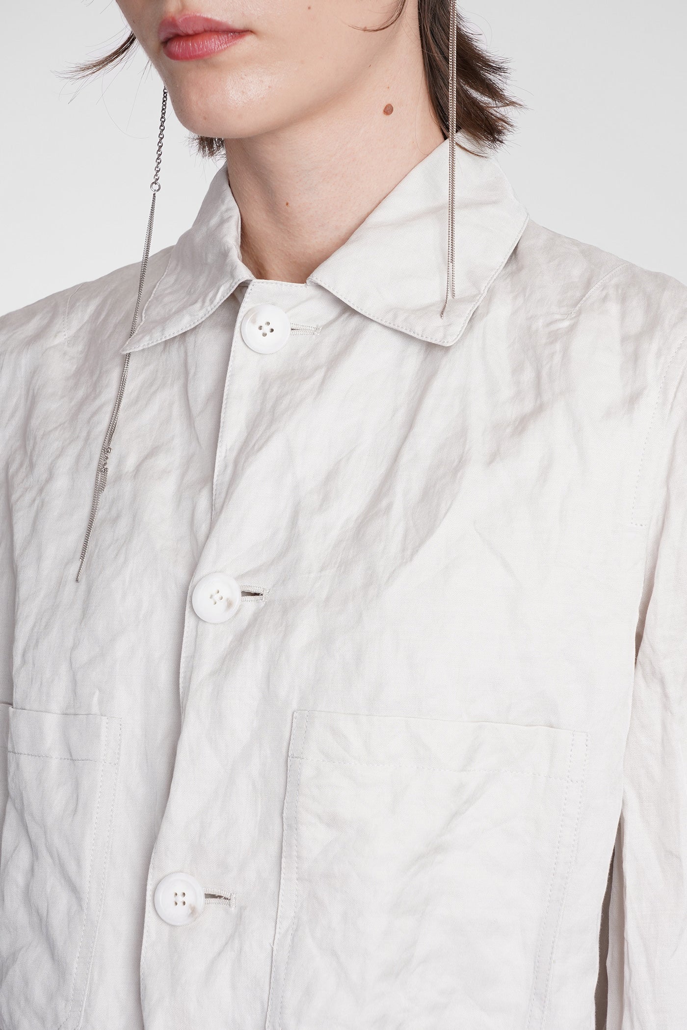Casual jacket in beige cotton - Image 3