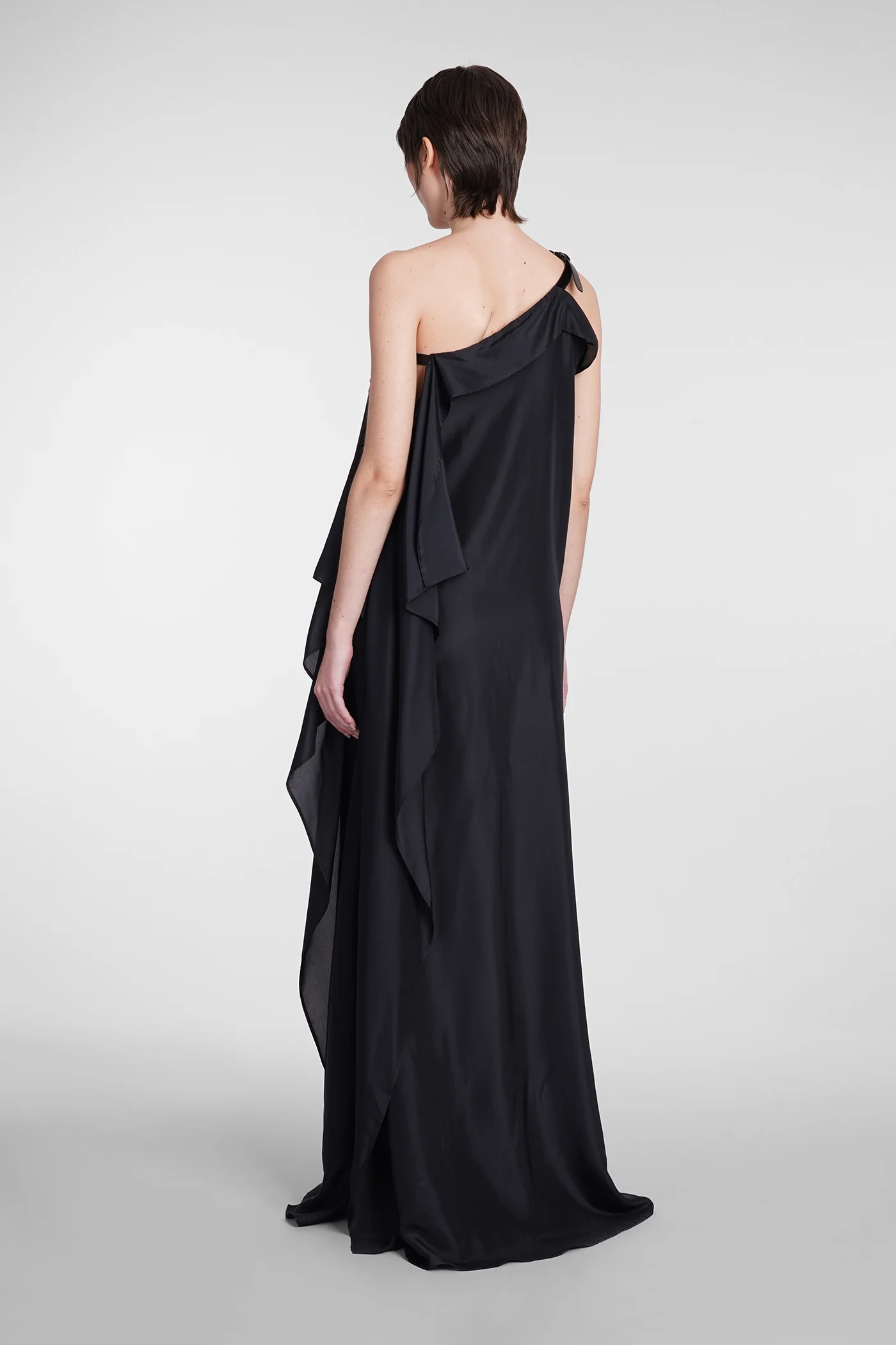 Dress woman in black silk - Image 3