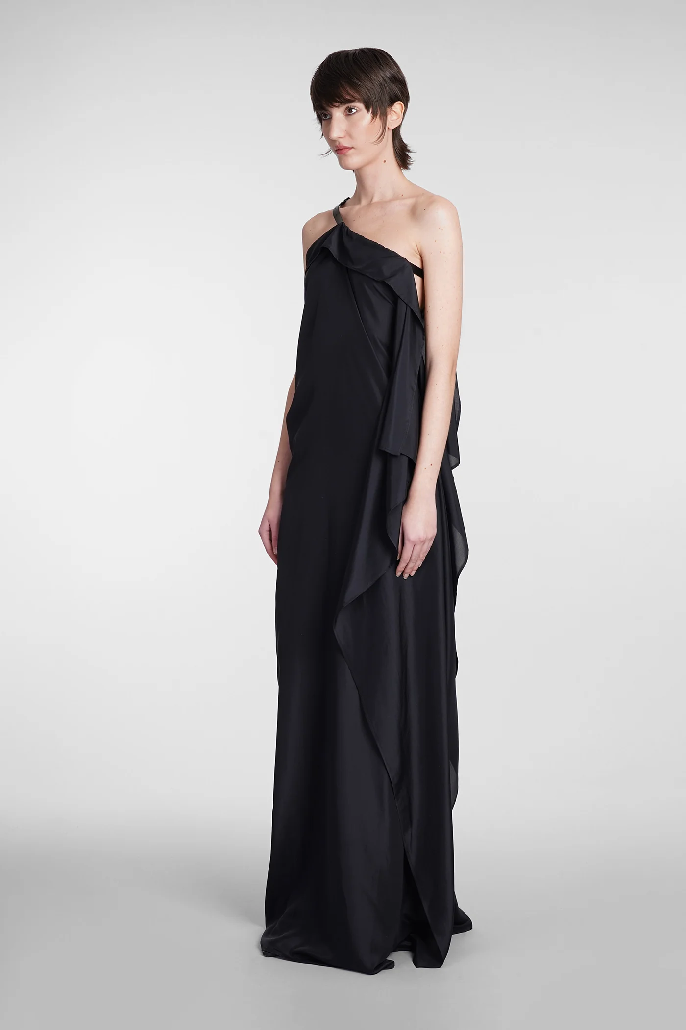 Dress woman in black silk - Image 4