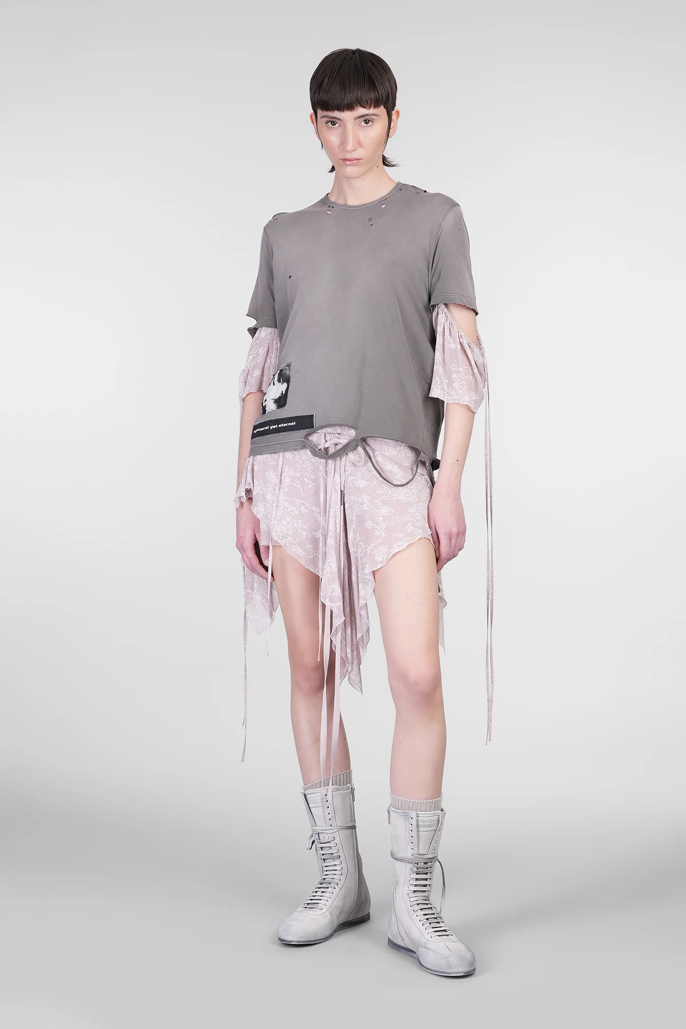 Fanie T-Shirt in grey cotton - Image 2