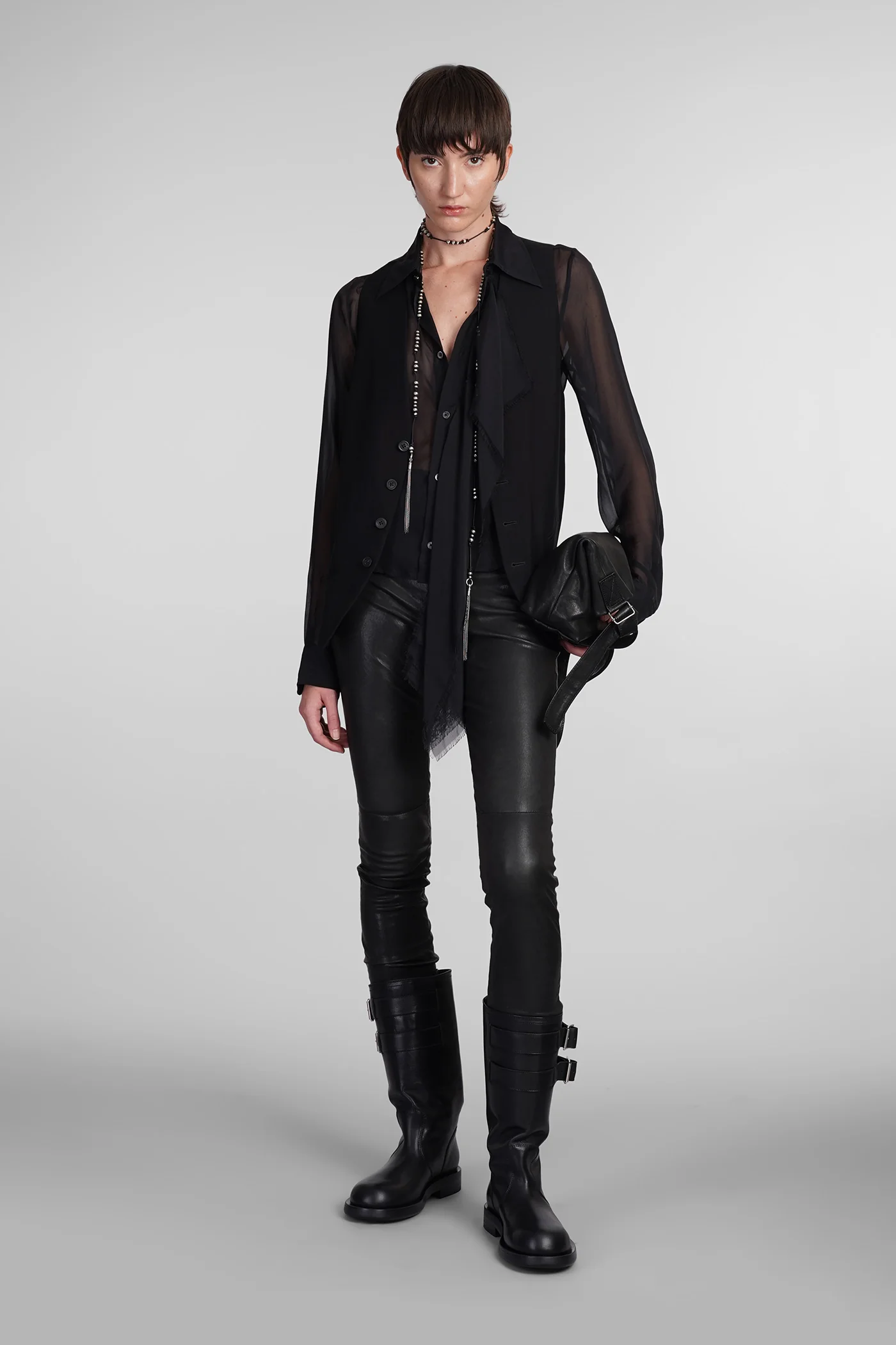 Florence Leggings in black leather - Image 2