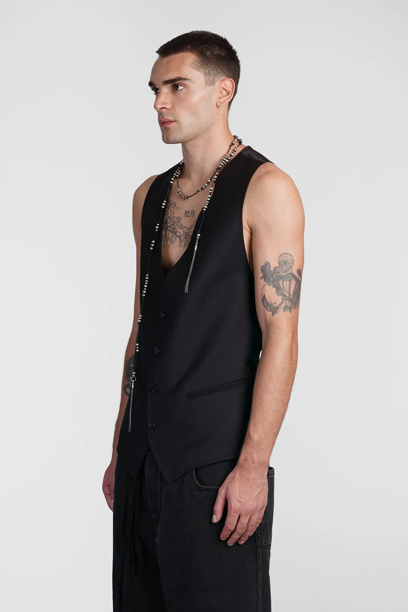 Vest in black wool - Image 4