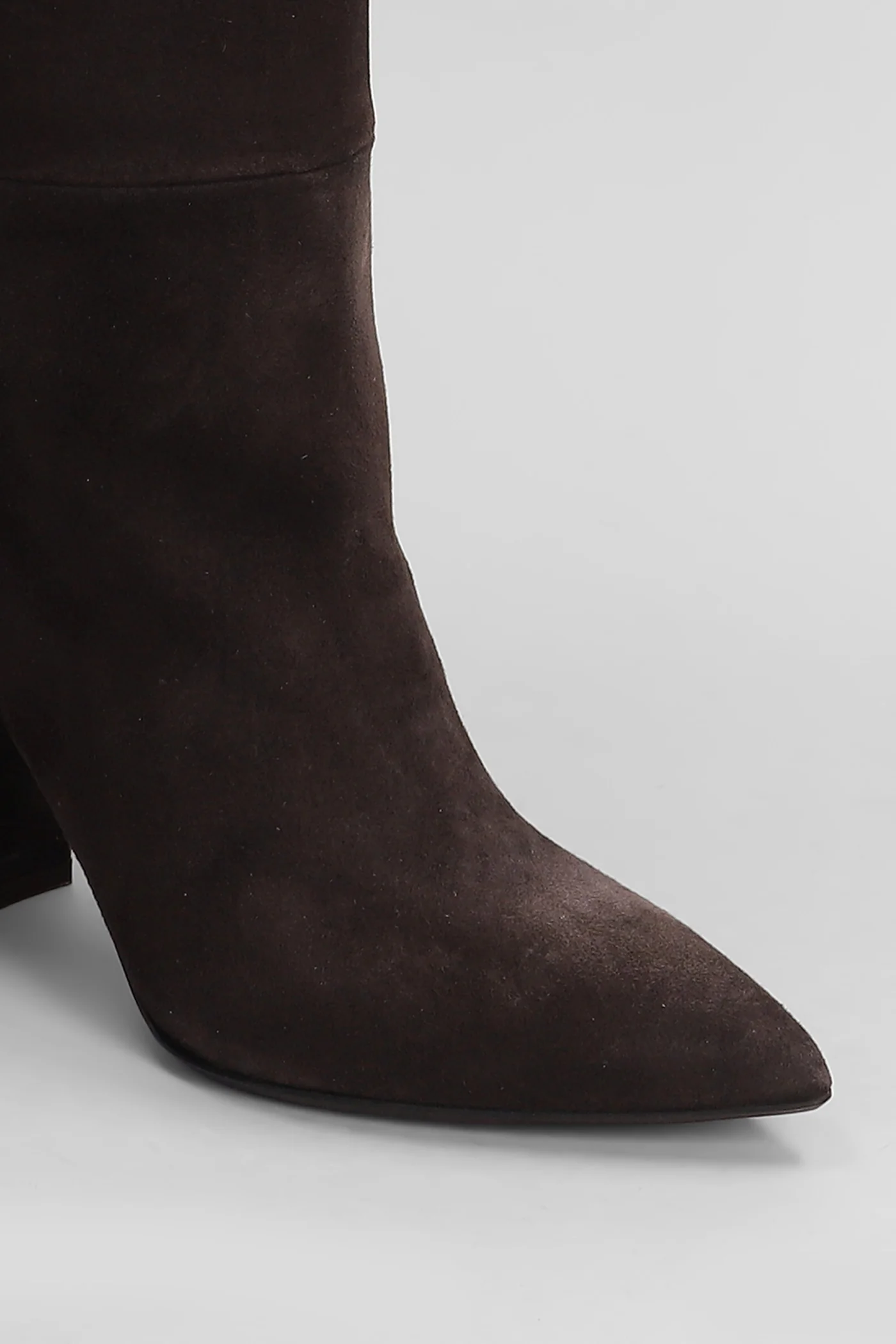 High heels boots in dark brown suede - Image 5