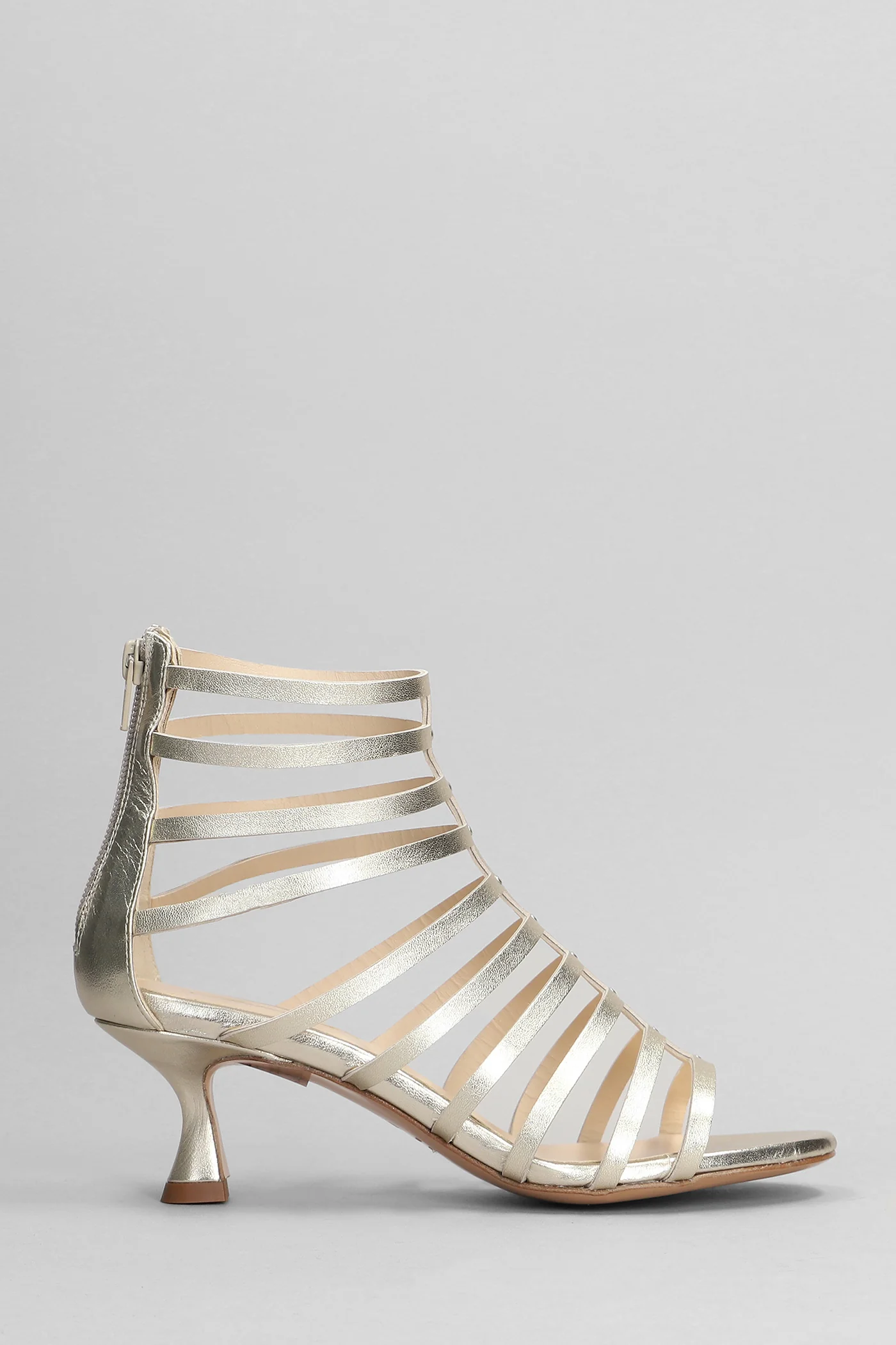 Sandals in platinum leather