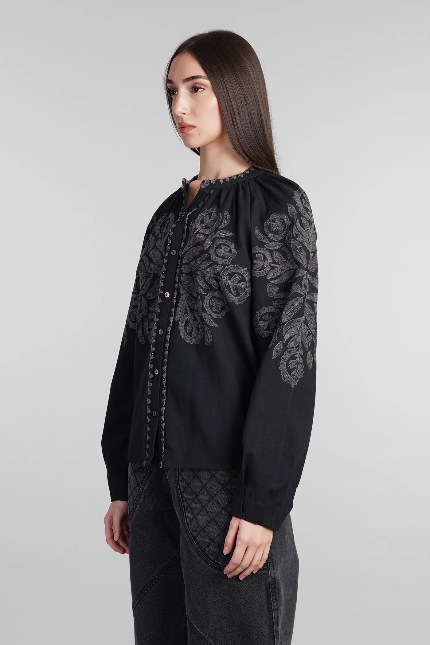 Eglantine Shirt in black cotton - Image 4