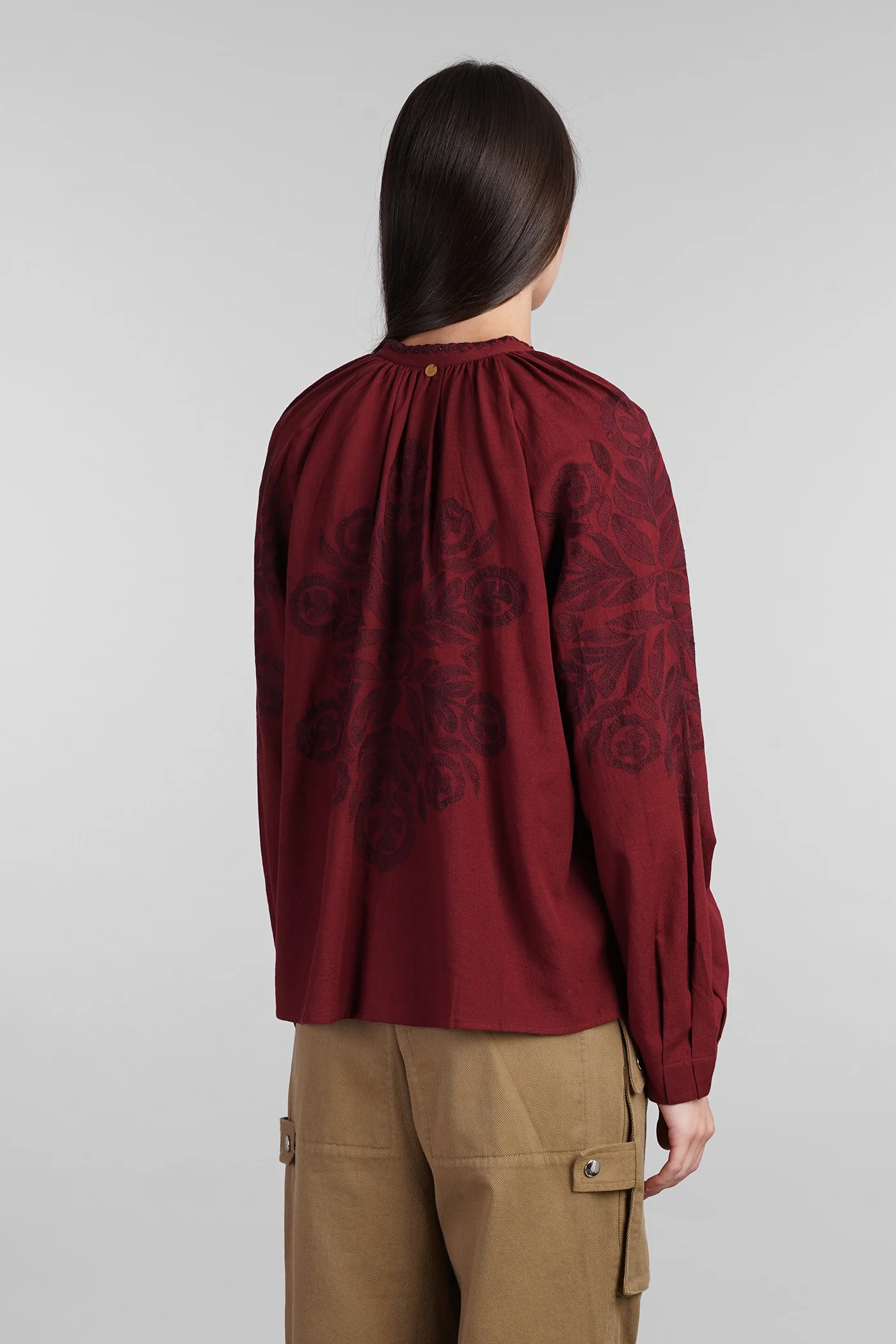 Eglantine Shirt in bordeaux cotton - Image 3