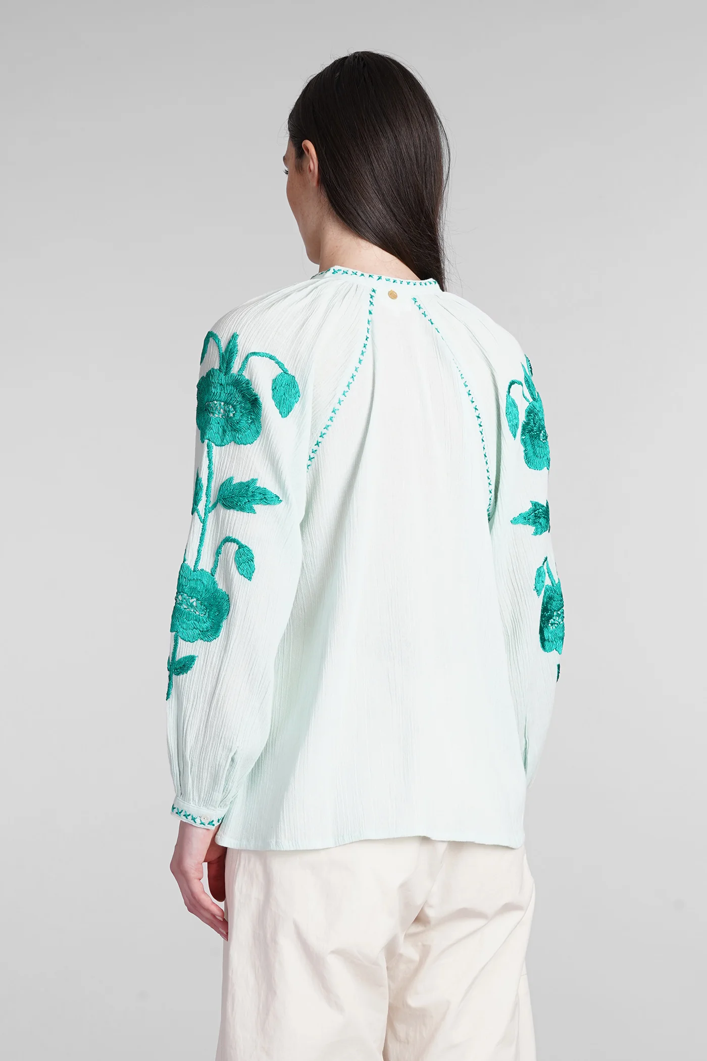Ila Blouse in cyan cotton - Image 3