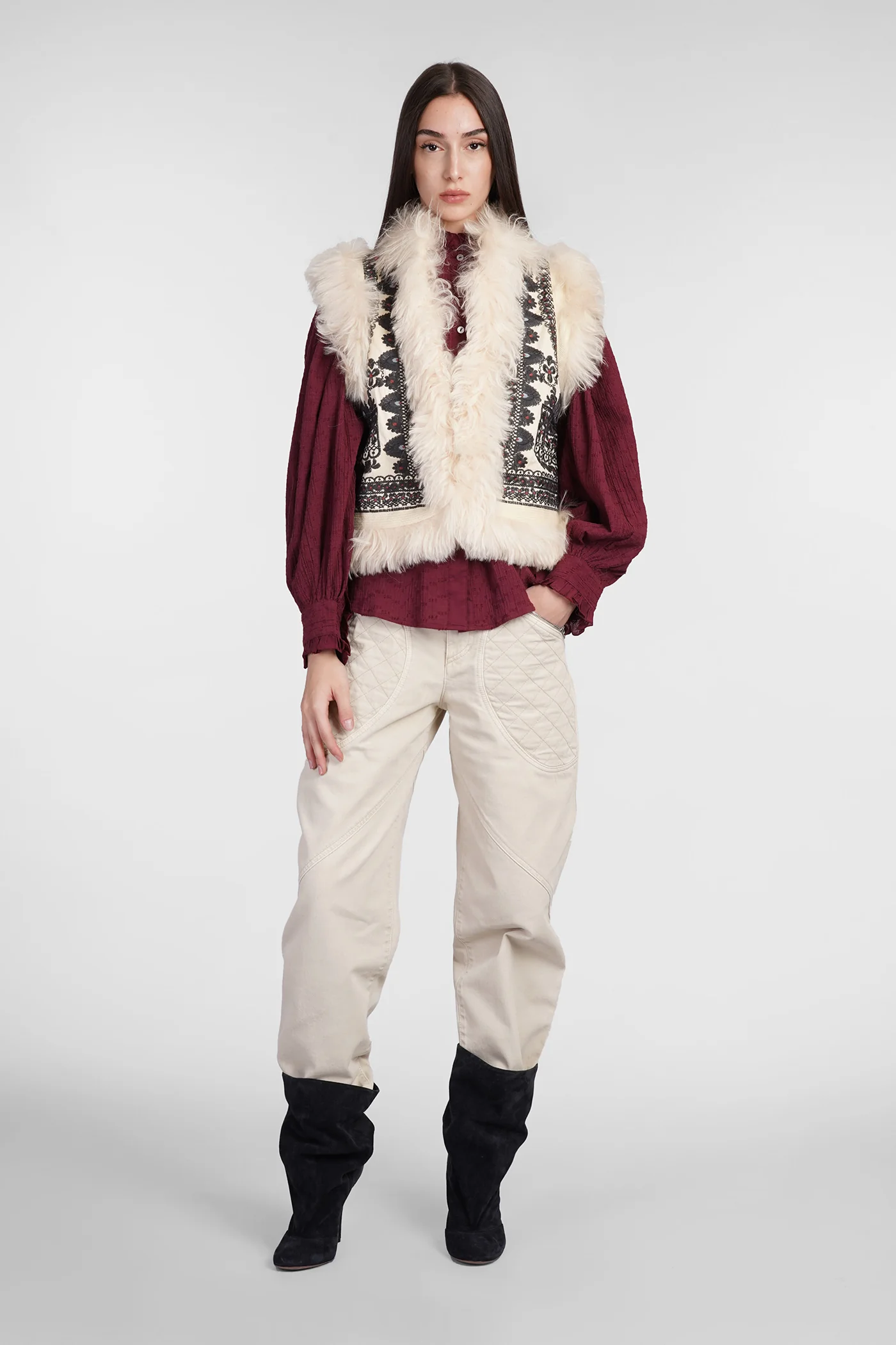 Yvette Shirt in bordeaux cotton - Image 2
