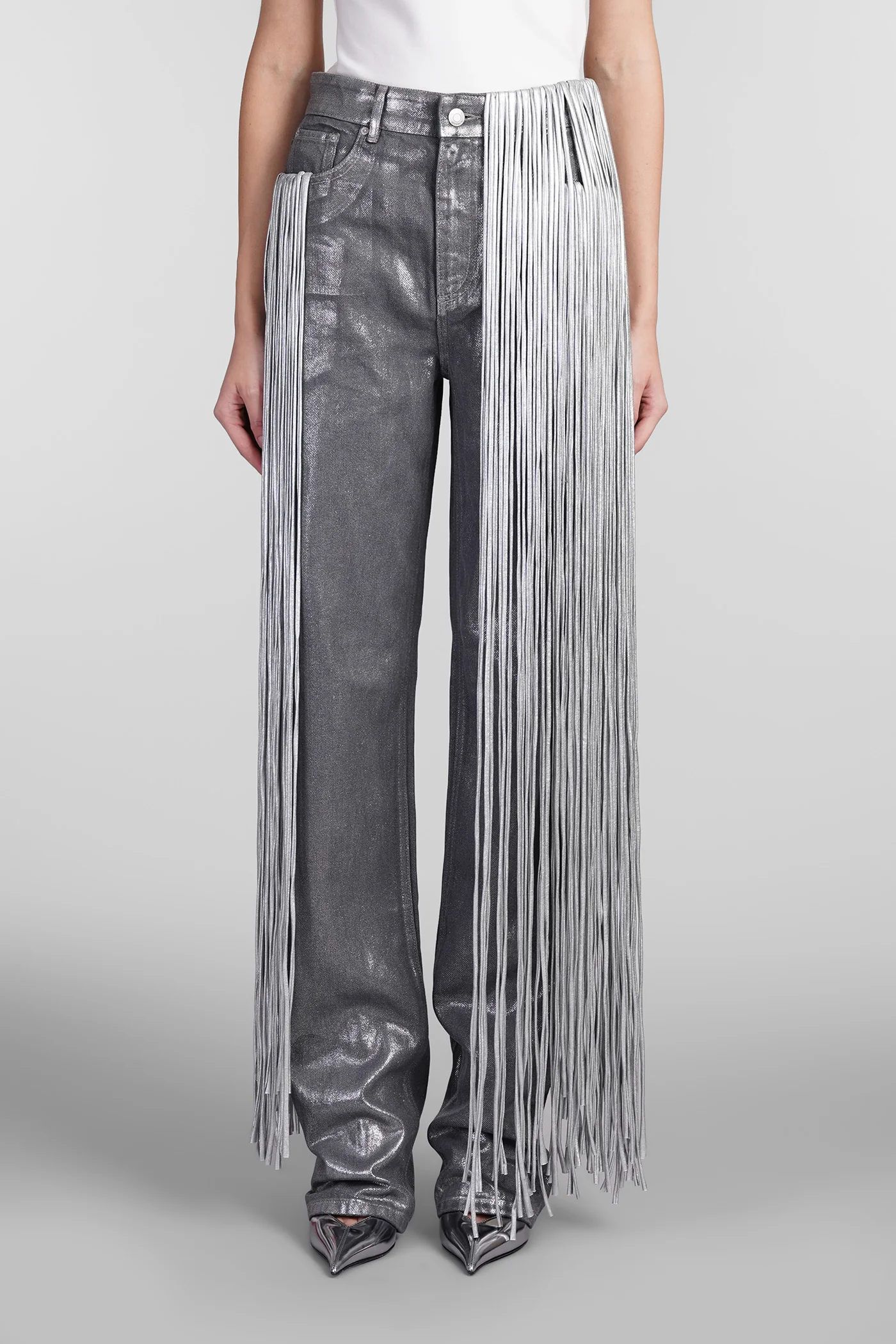 Jeans in silver cotton