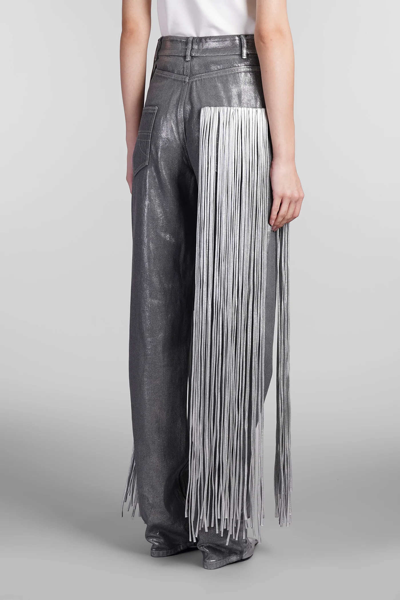 Jeans in silver cotton - Image 3