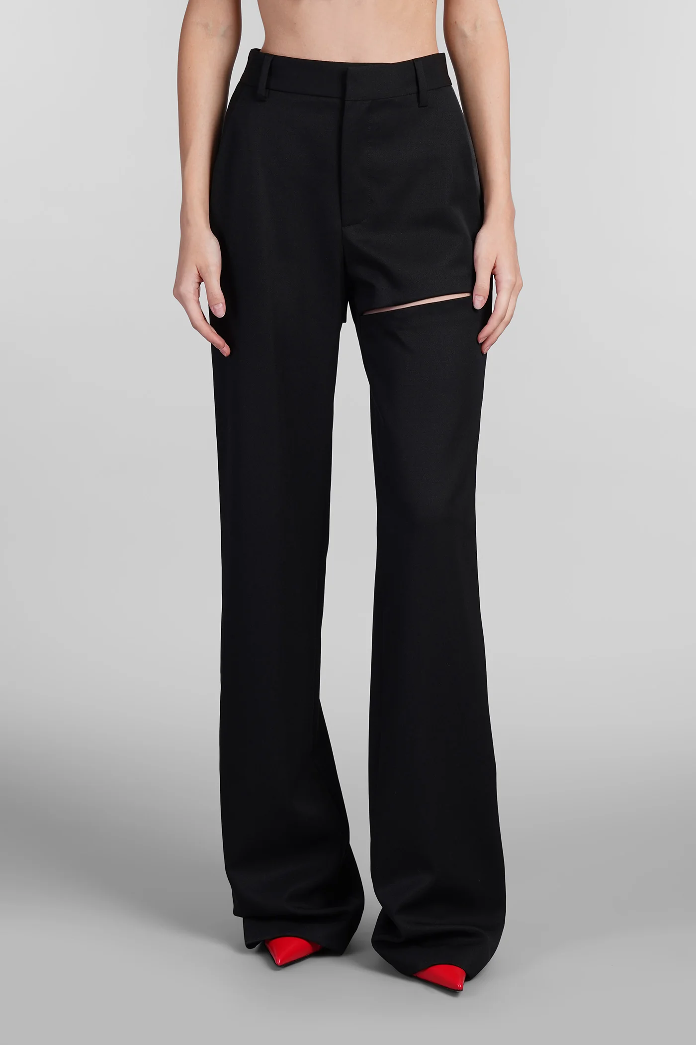 Pants in black wool