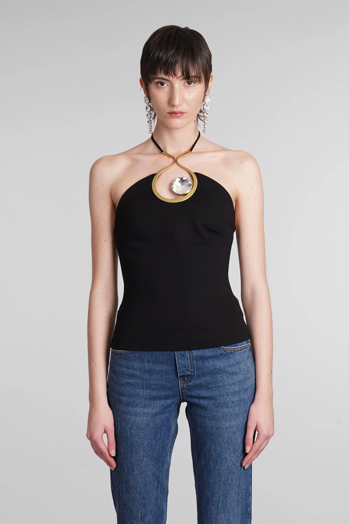 Topwear in black Rayon