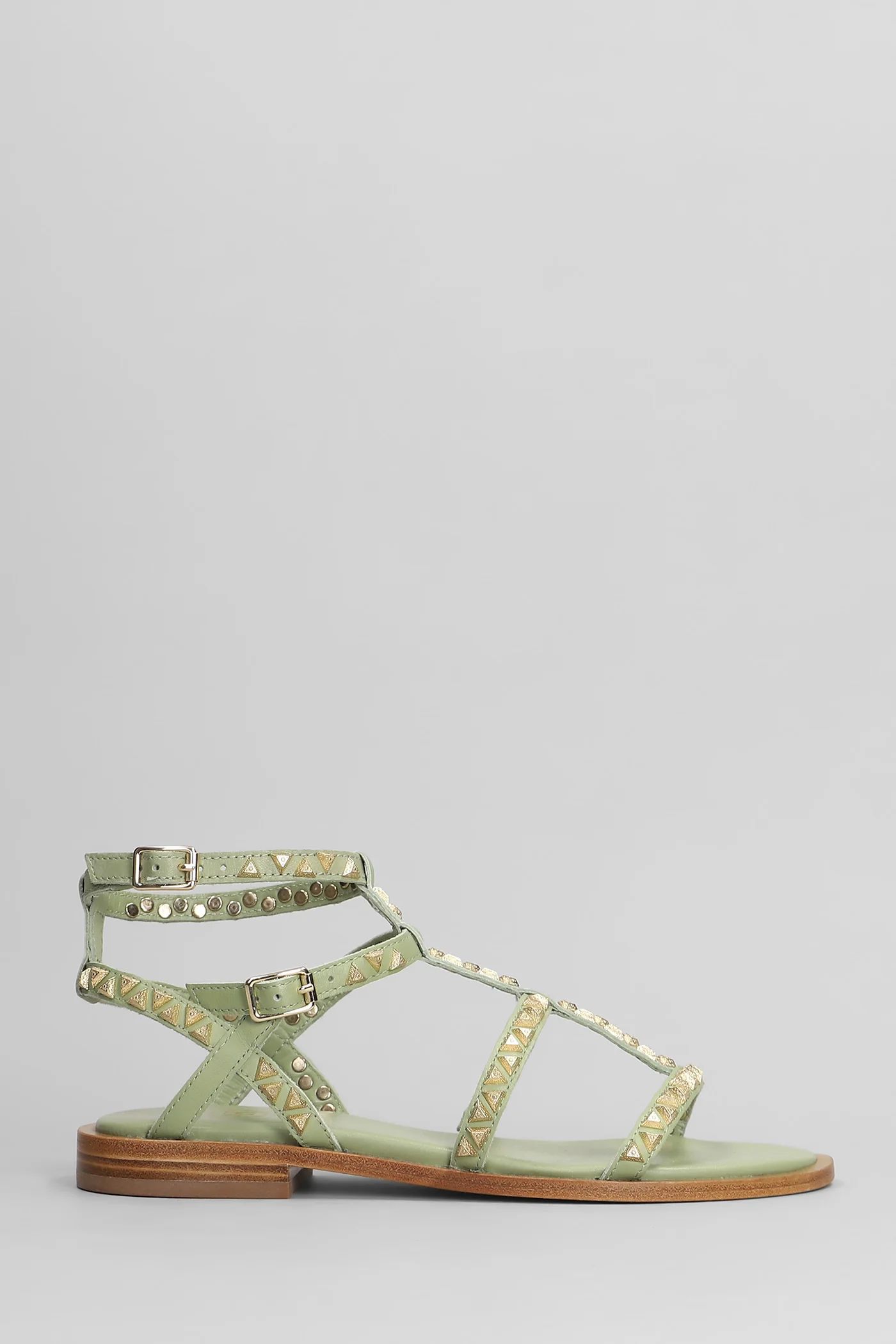 Pandora Flats in green leather