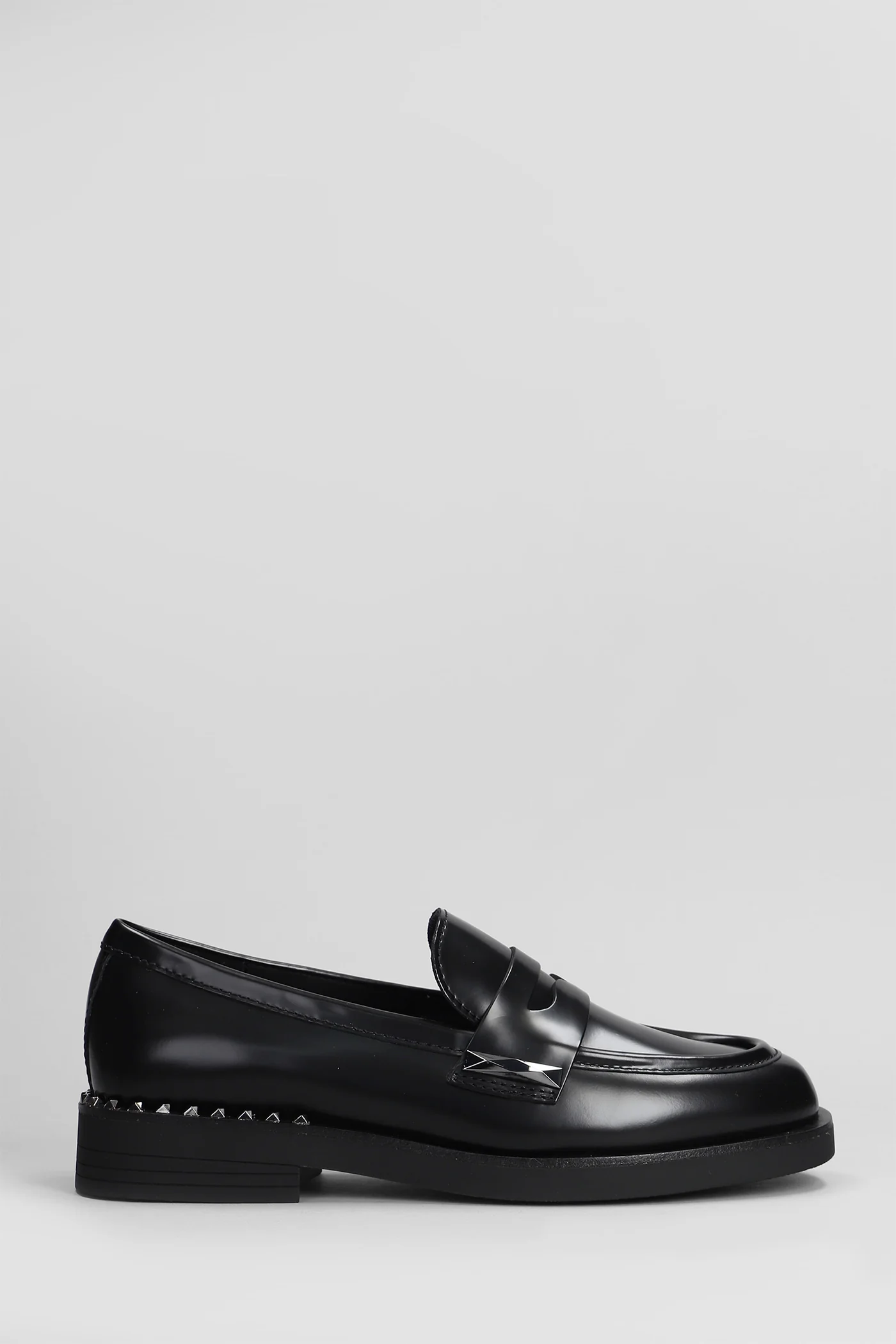 Whisper Studs Loafers in black leather