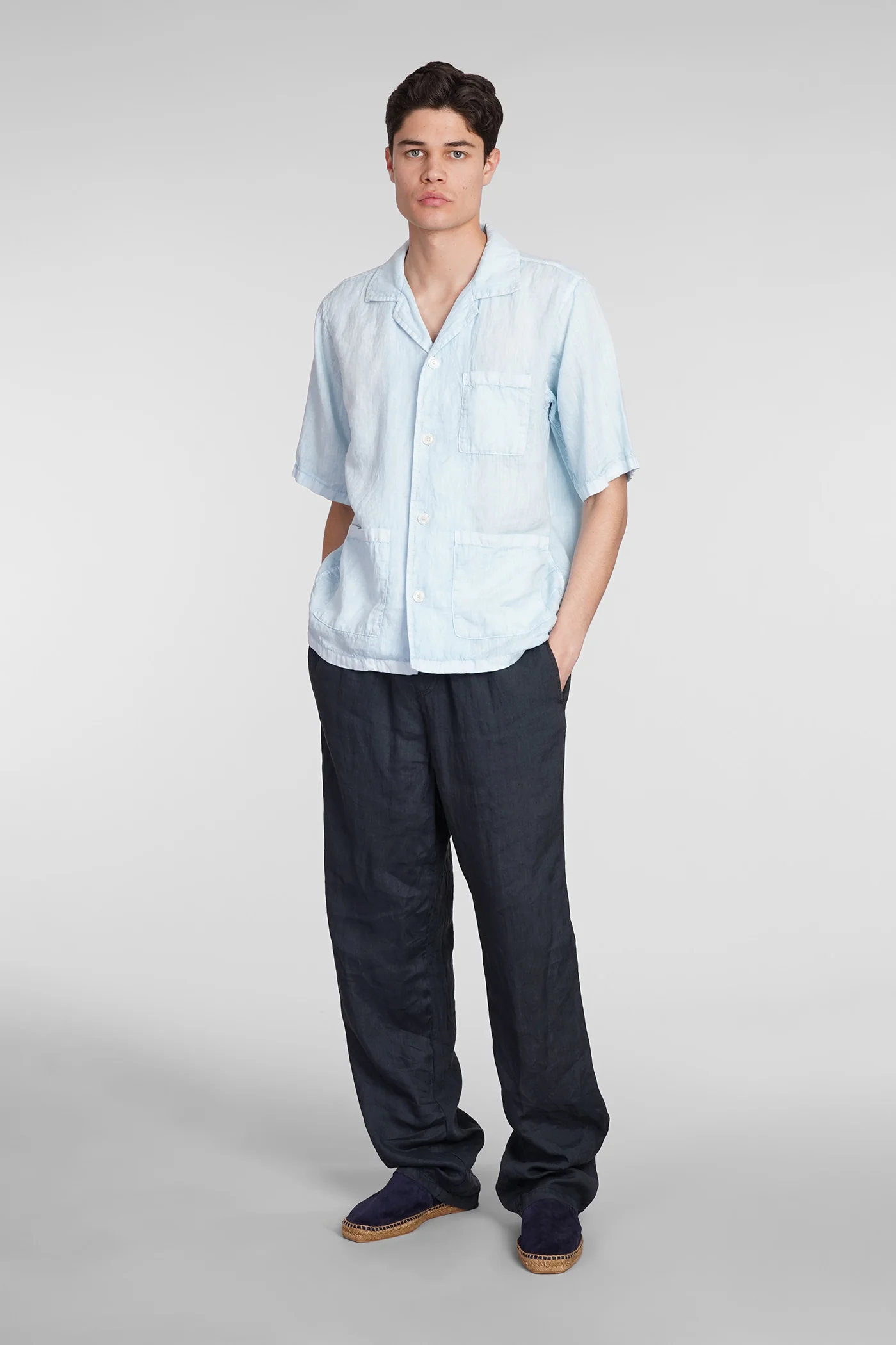 Camicia Ago Shirt in cyan linen - Image 2