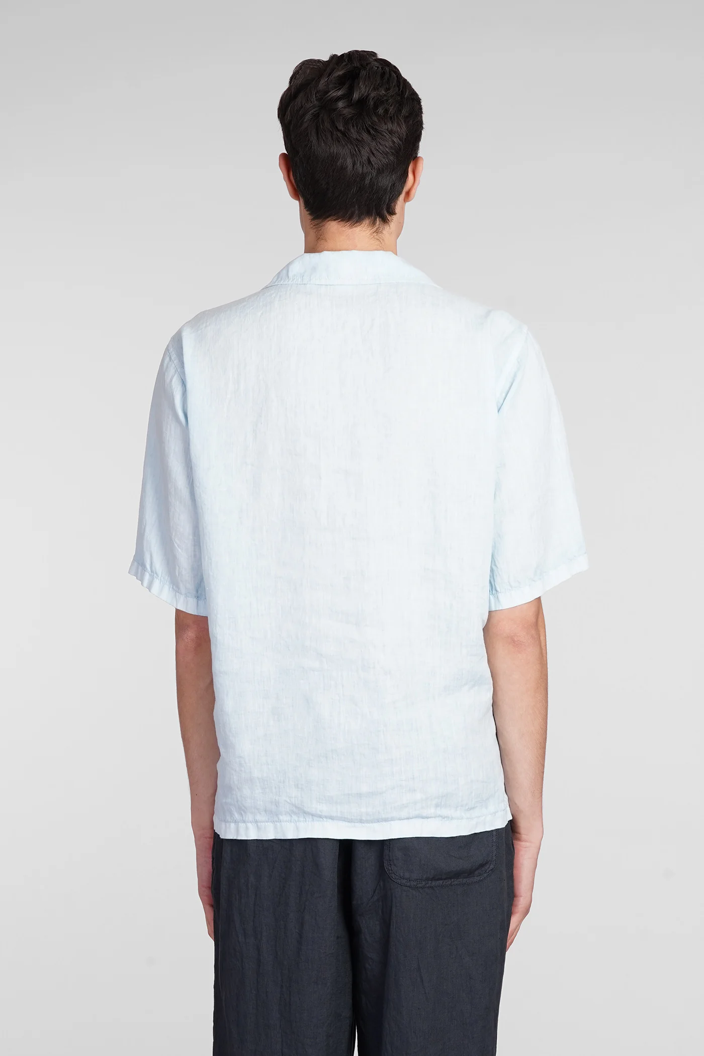 Camicia Ago Shirt in cyan linen - Image 3