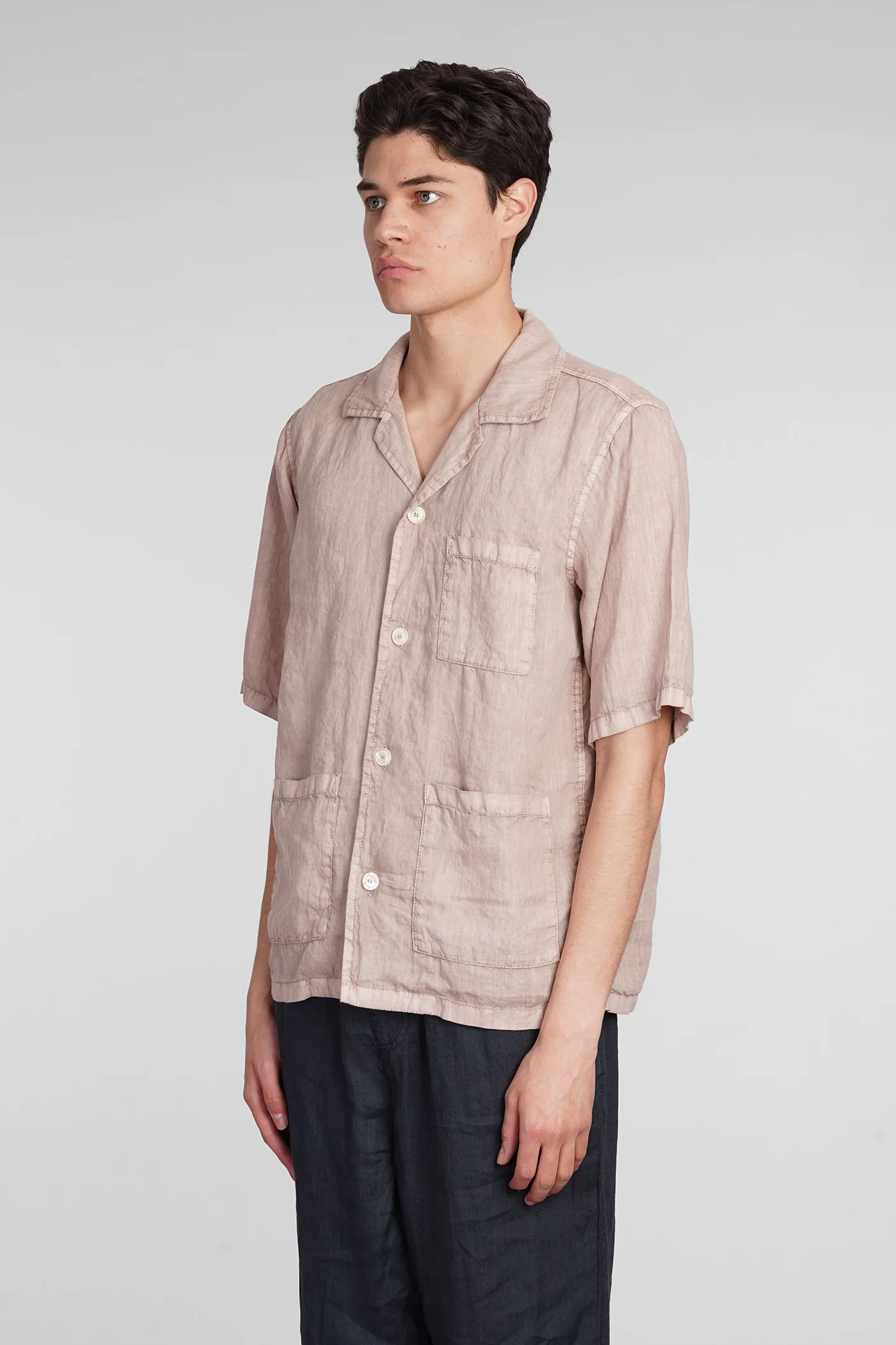 Camicia Ago Shirt in rose-pink linen - Image 4
