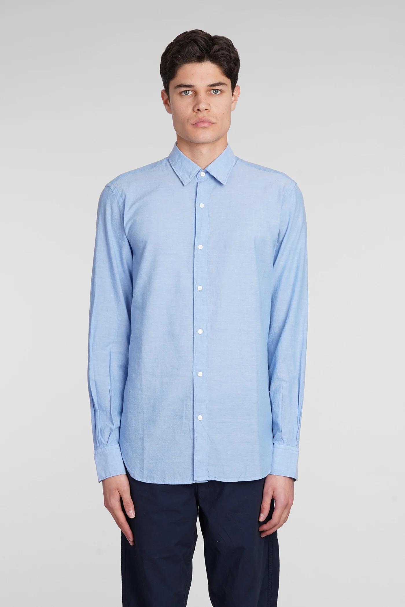 Camicia Ridotta II Shirt in cyan cotton