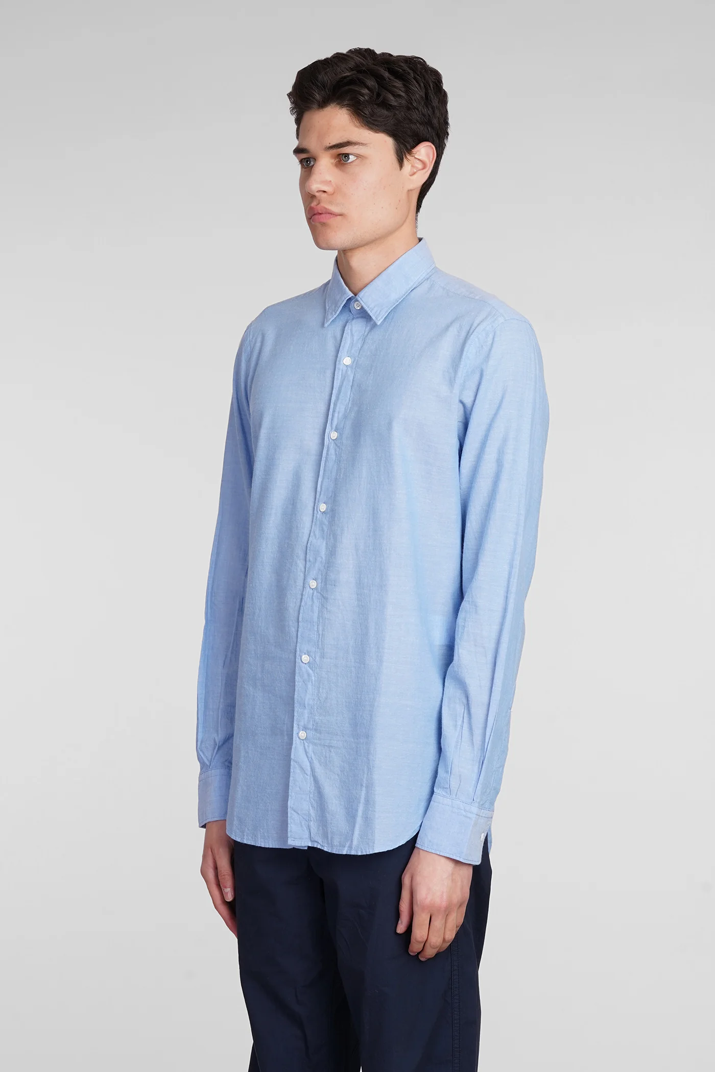 Camicia Ridotta II Shirt in cyan cotton - Image 4