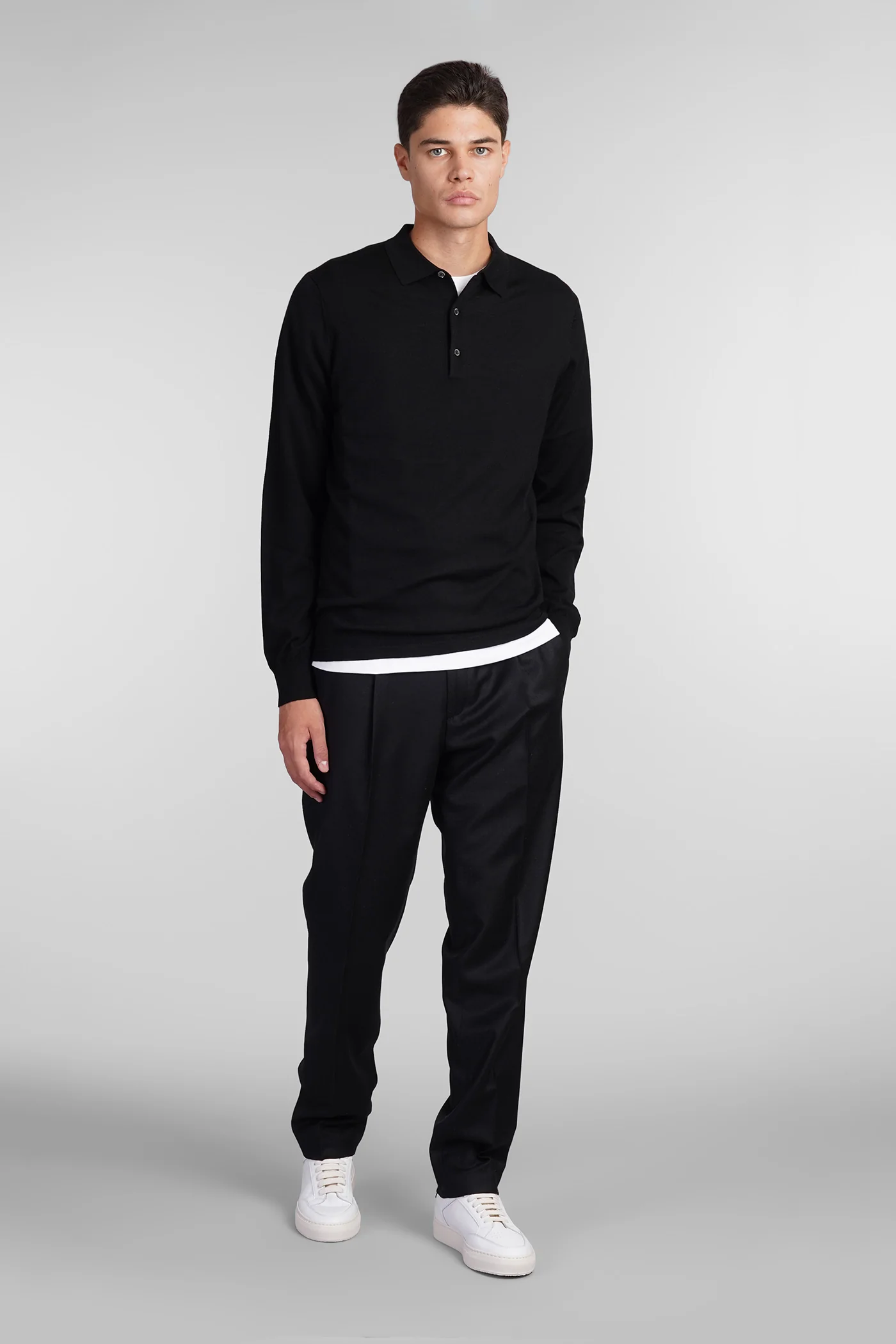 M197 Polo in black wool - Image 2