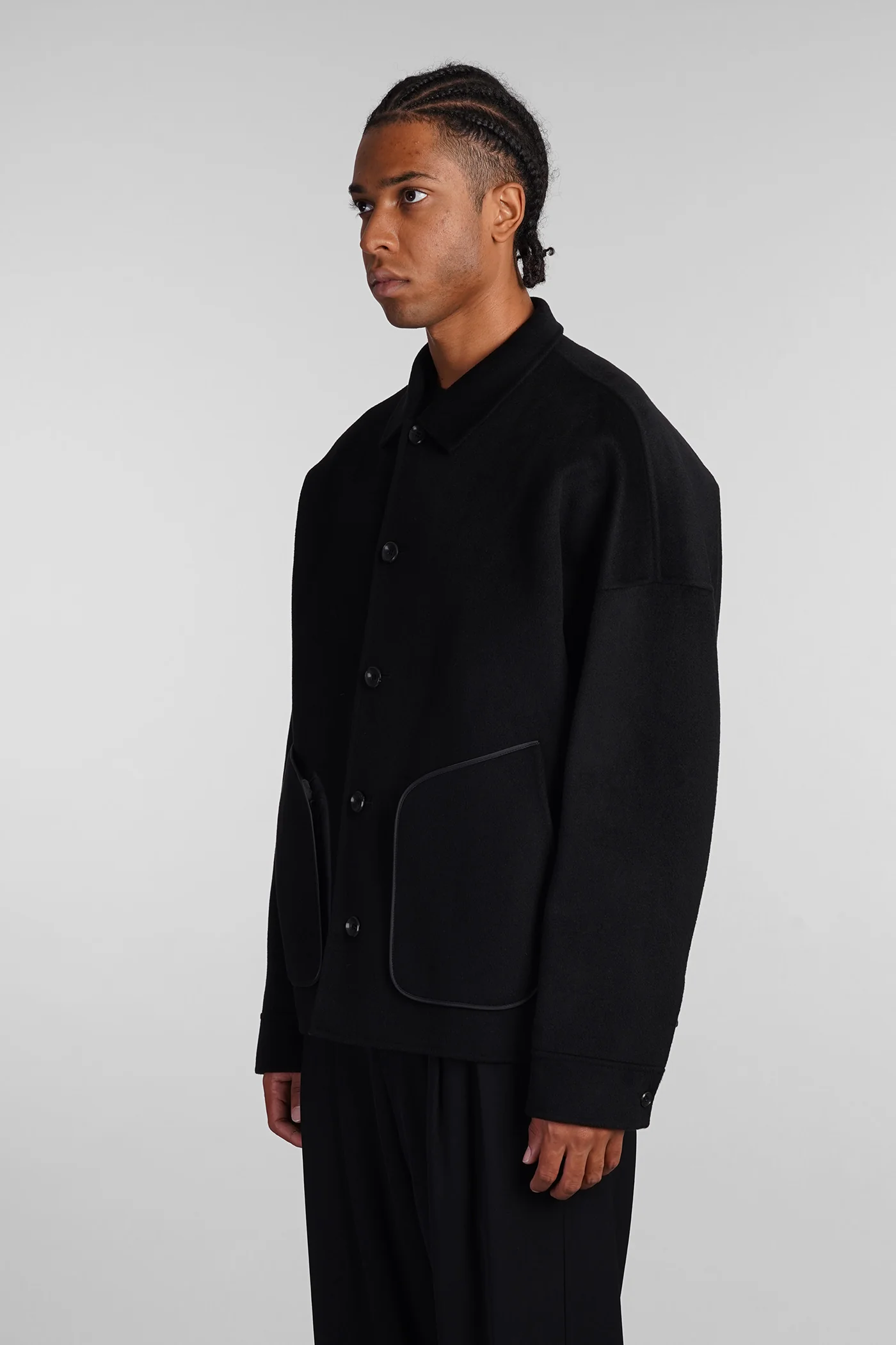 Casual jacket in black wool - Image 4