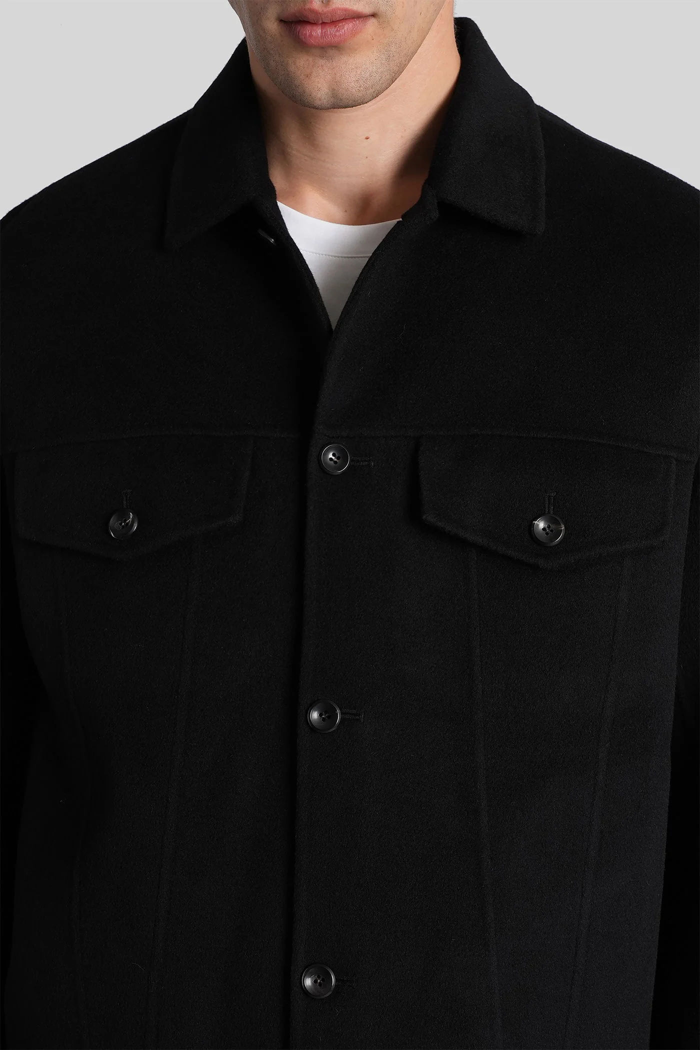 Casual jacket in black wool - Image 5