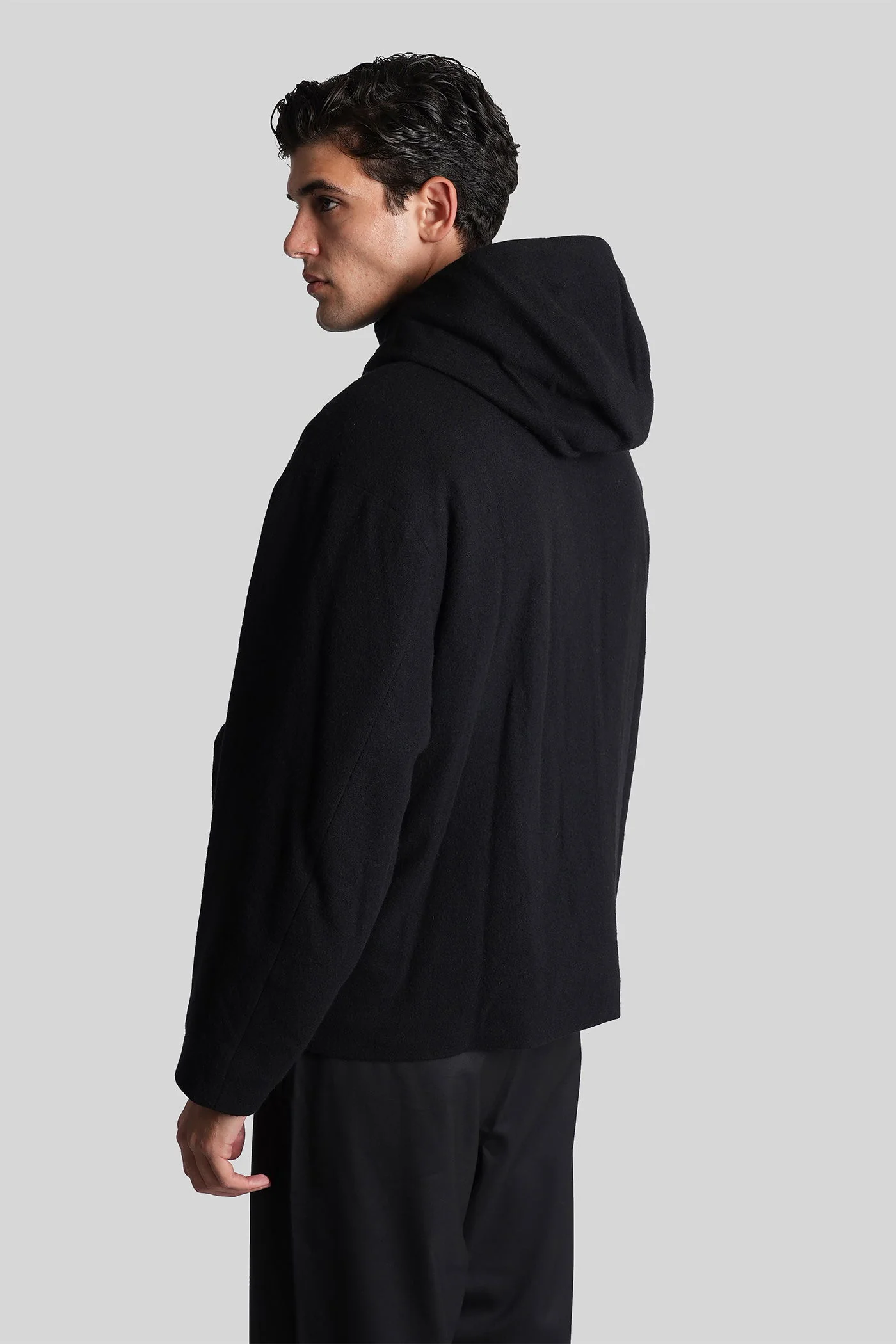 Casual jacket in black wool - Image 3