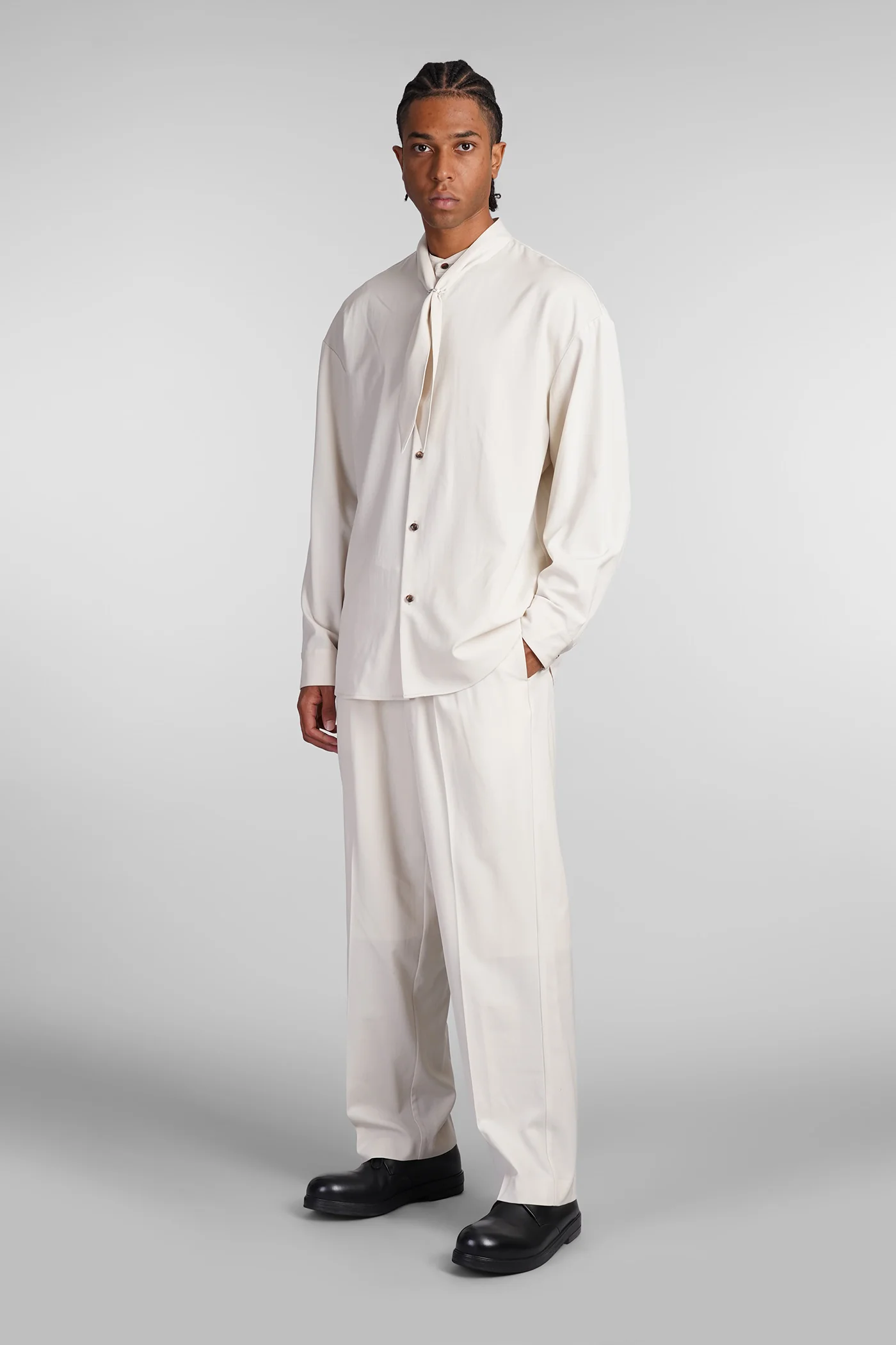 Shirt in beige wool - Image 2