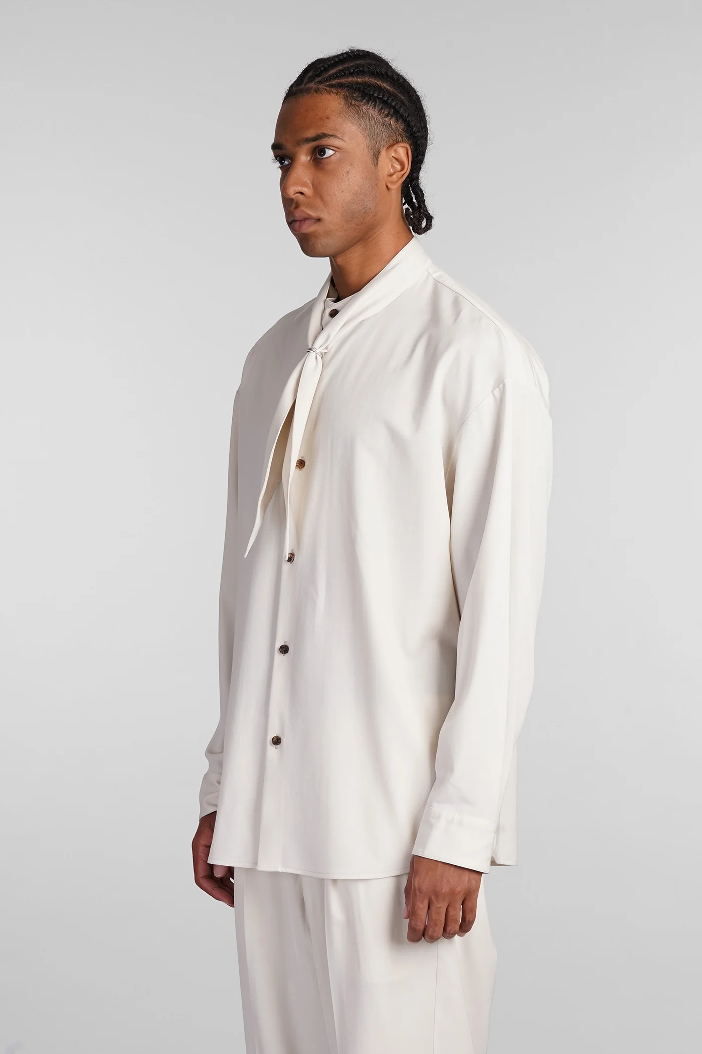 Shirt in beige wool - Image 4