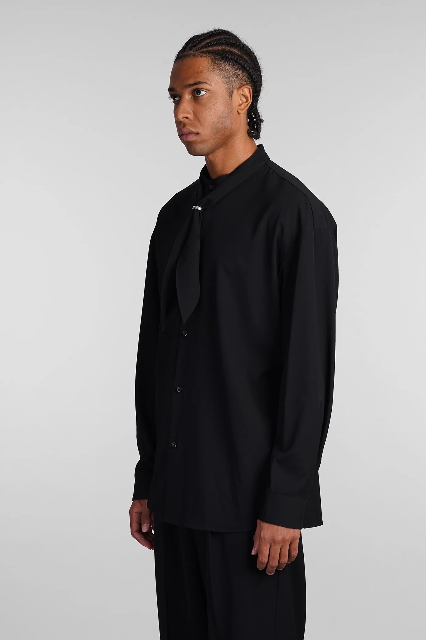 Shirt in black wool - Image 4