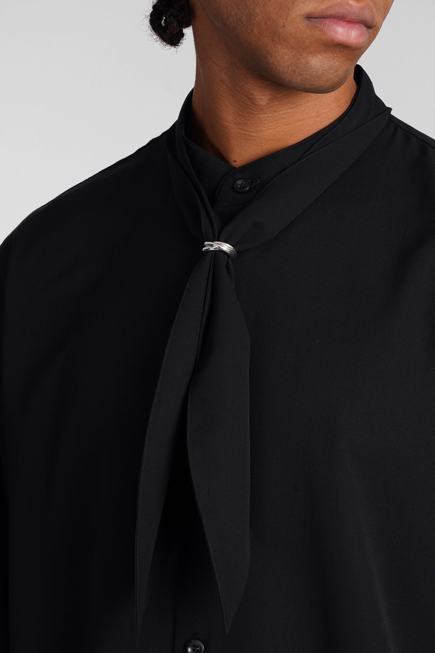 Shirt in black wool - Image 5