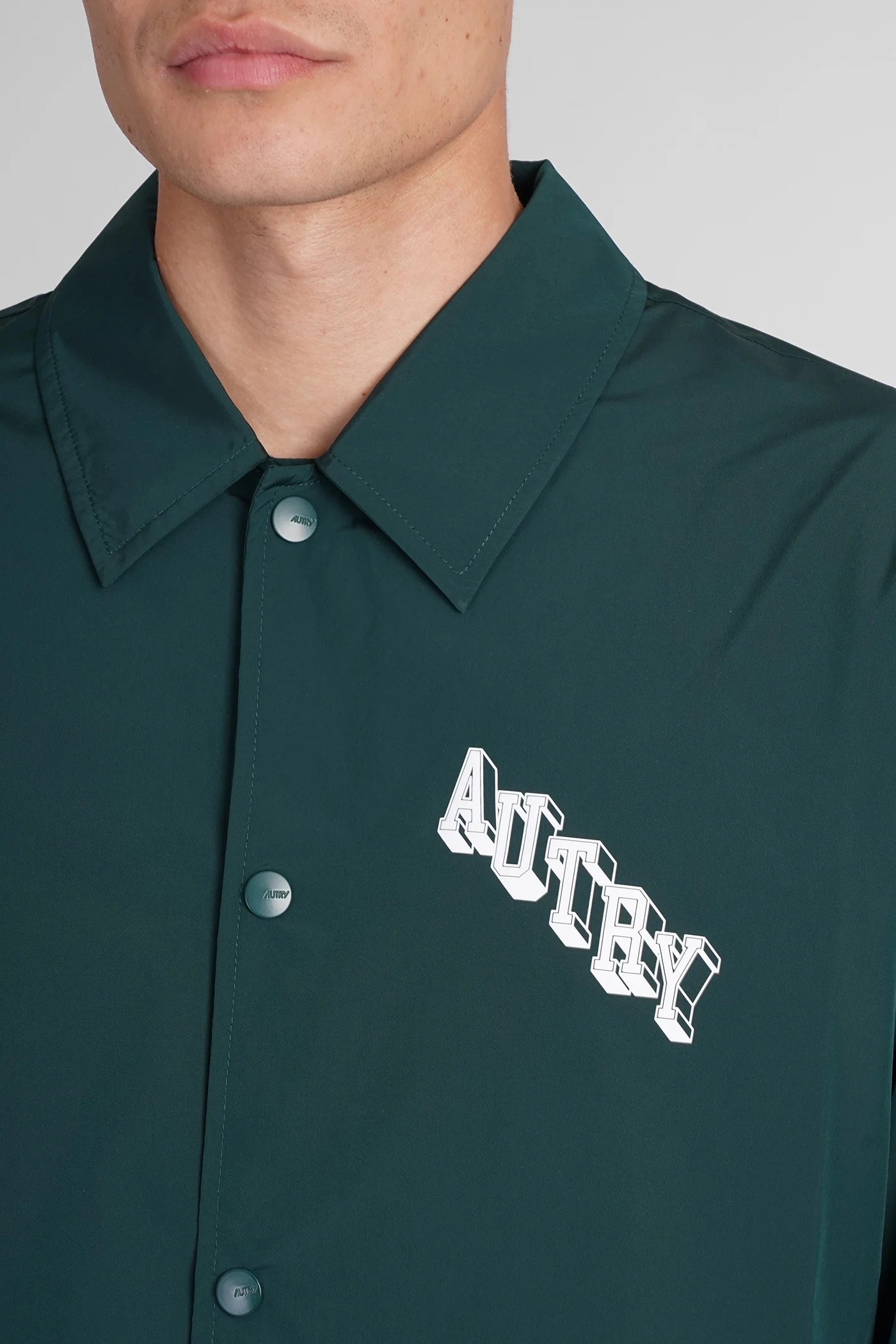 Casual jacket in green polyamide - Image 5