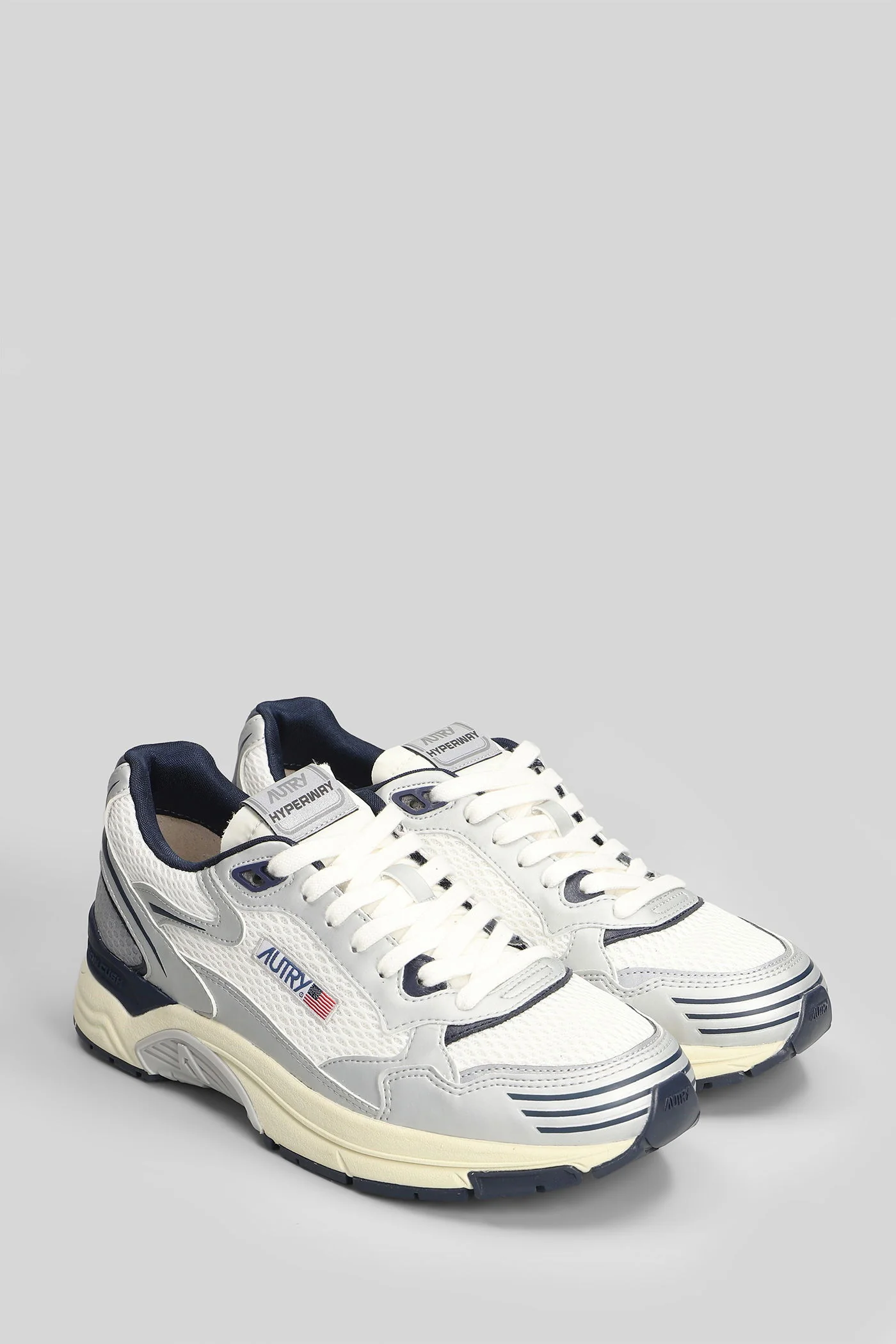 Hyperway low Sneakers in grey leather and fabric - Image 2