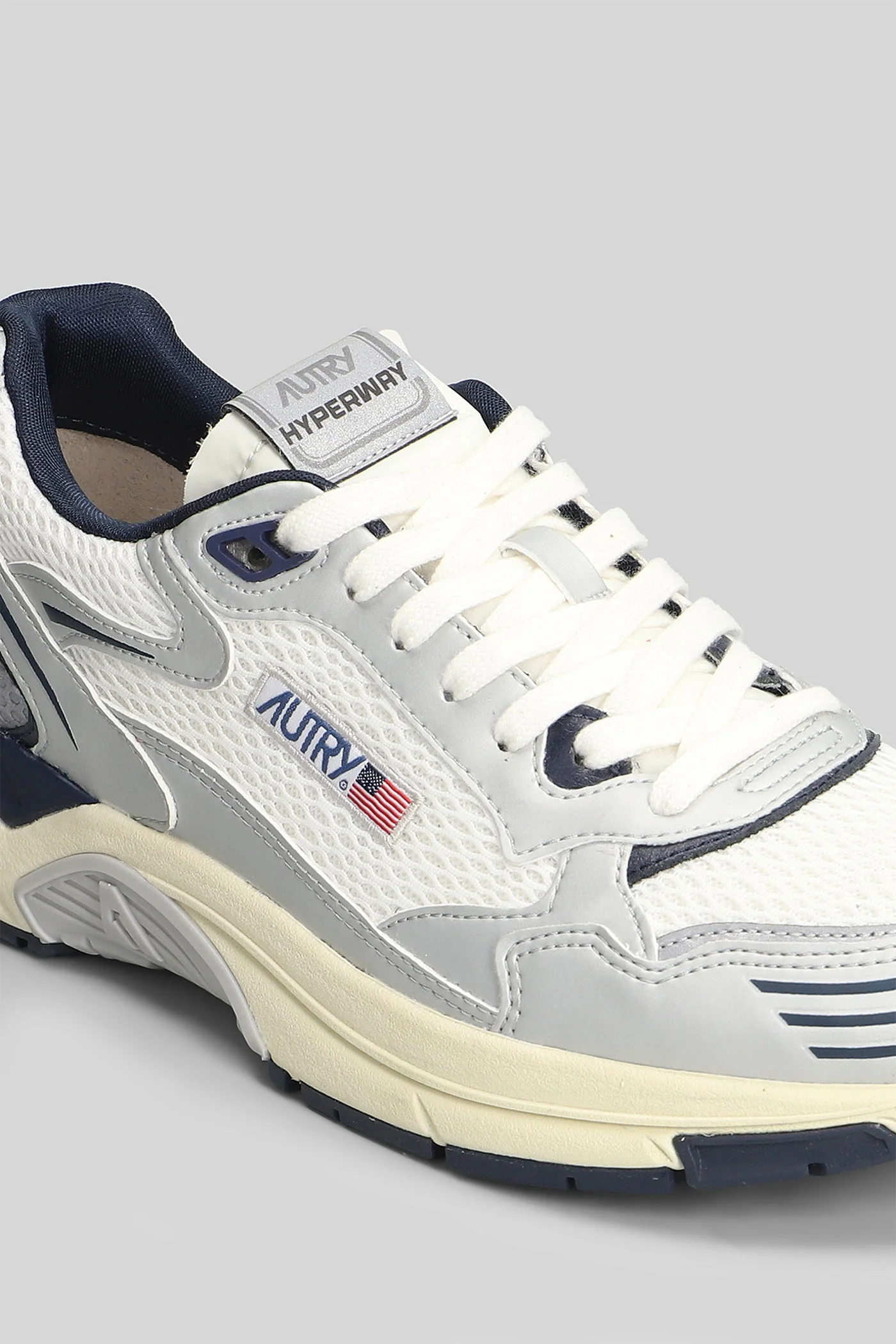 Hyperway low Sneakers in grey leather and fabric - Image 5