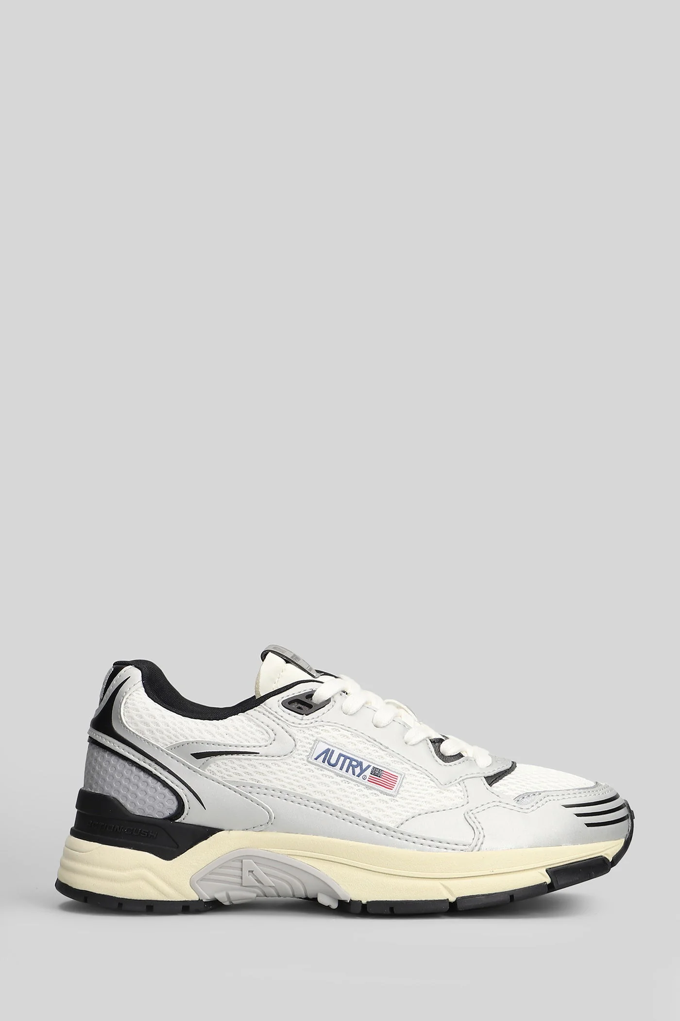 Hyperway Low Sneakers in silver leather and fabric