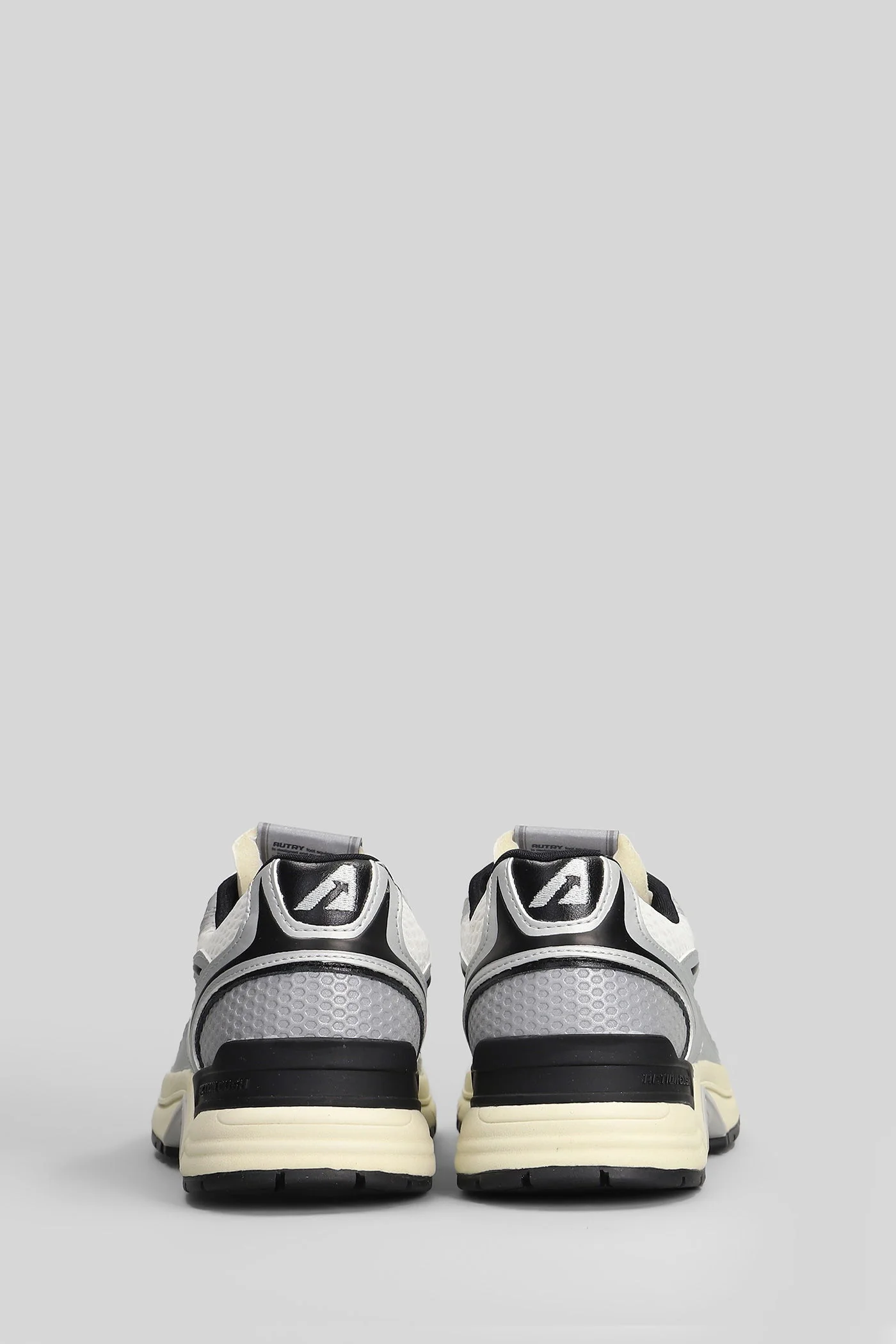 Hyperway Low Sneakers in silver leather and fabric - Image 4