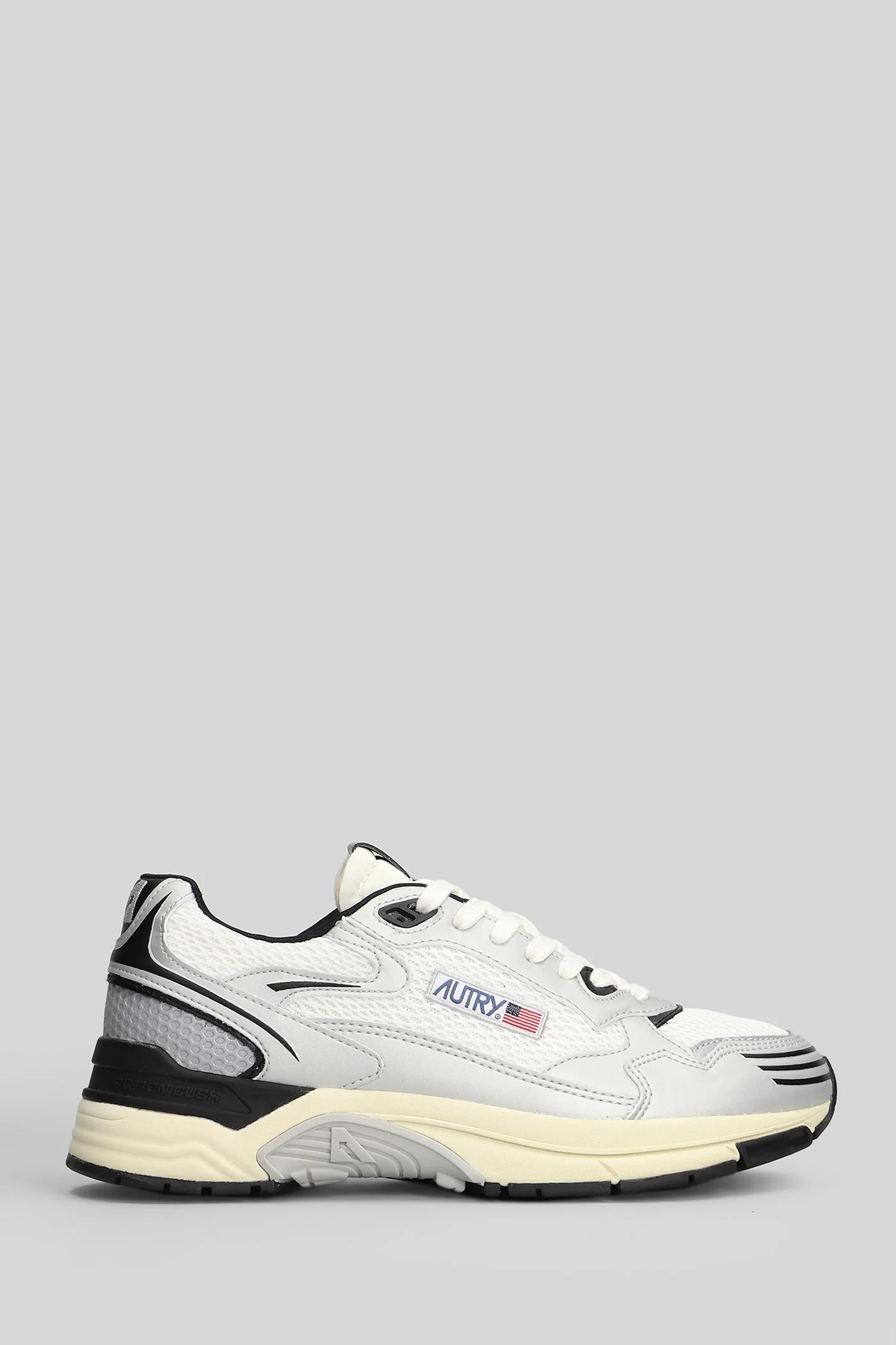 Hyperway Low Sneakers in silver leather and fabric