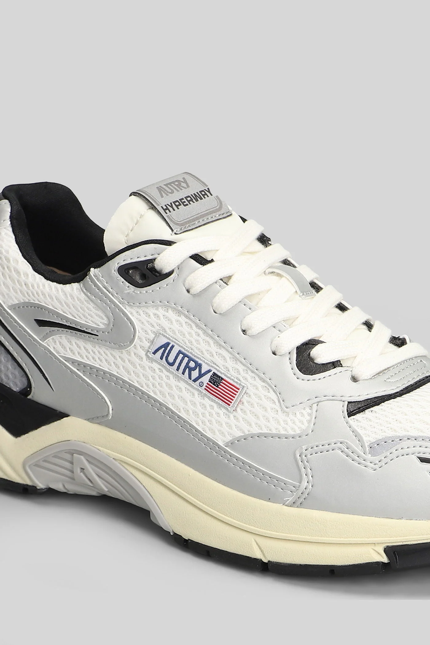 Hyperway Low Sneakers in silver leather and fabric - Image 5