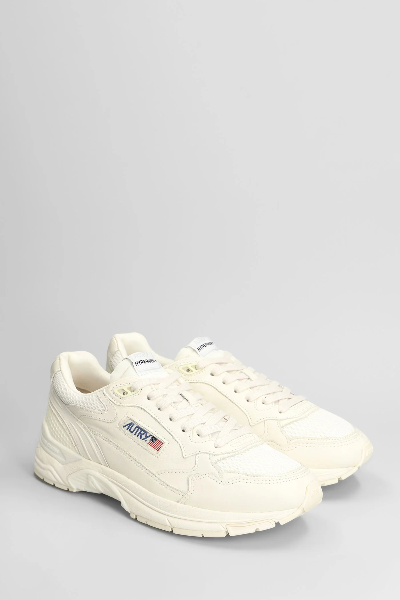 Hyperway Low Sneakers in white leather and fabric - Image 2