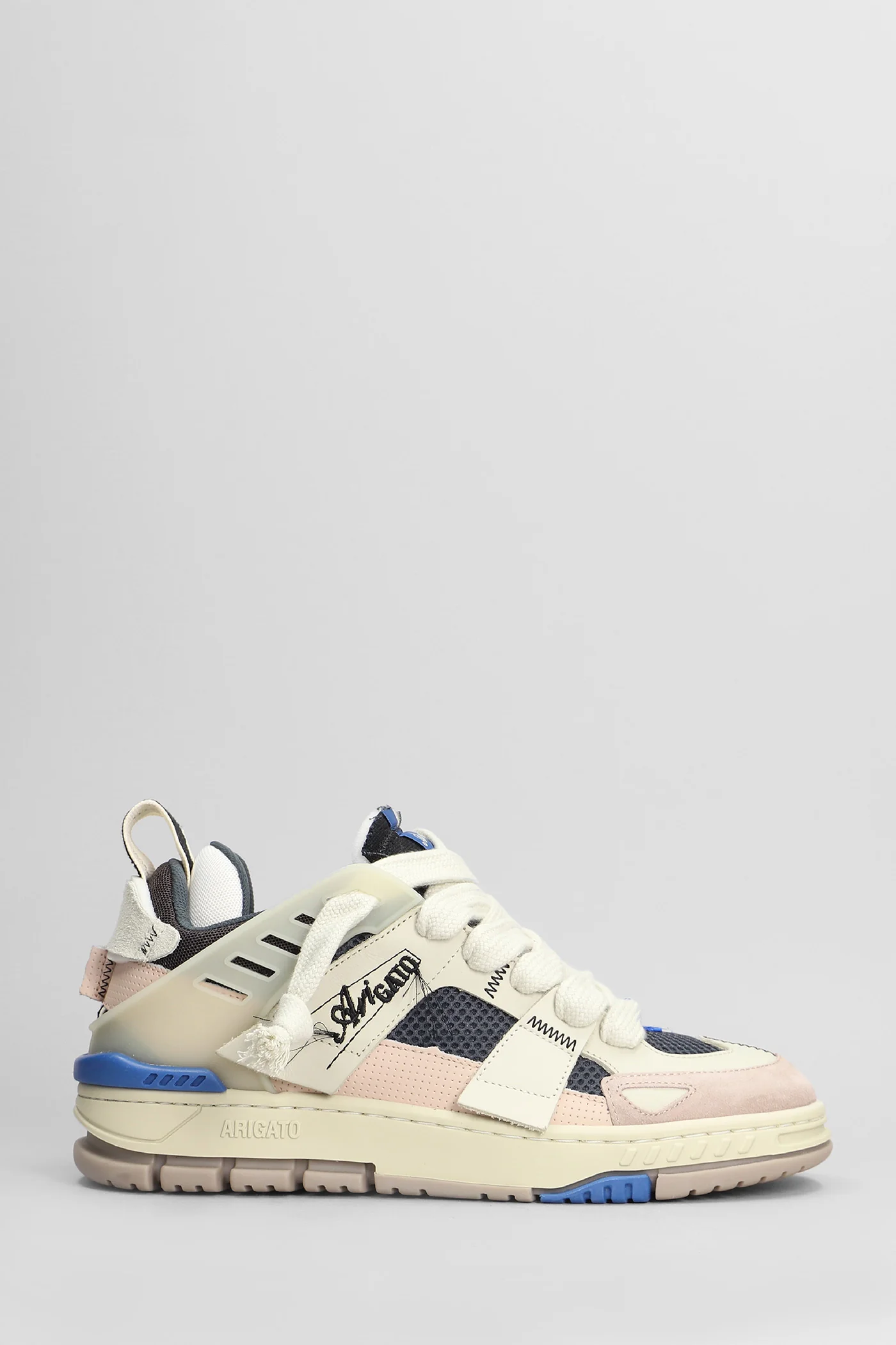 Area Patchwork Sneakers in beige leather