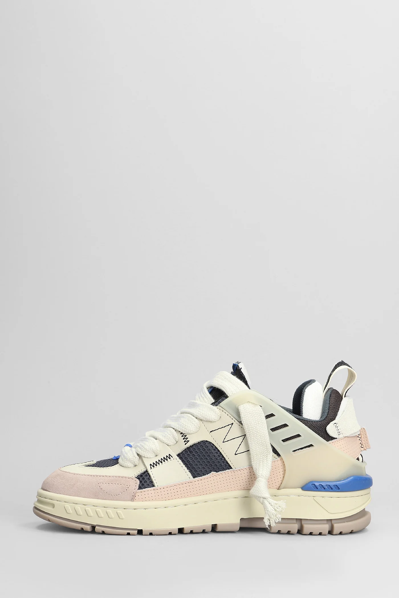 Area Patchwork Sneakers in beige leather - Image 3