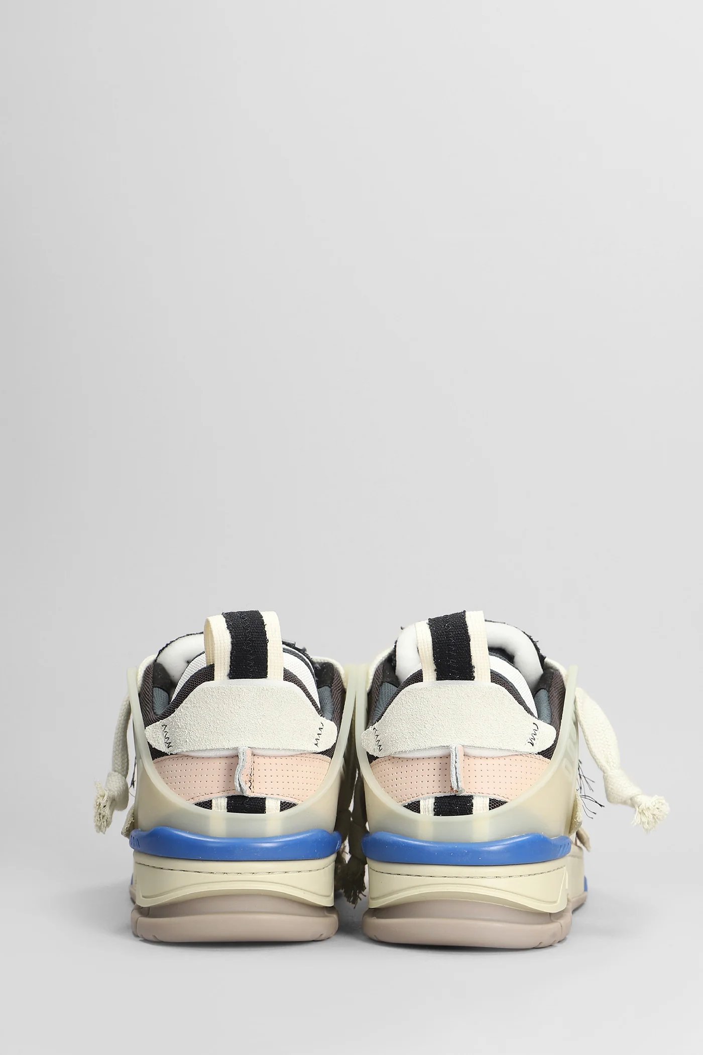 Area Patchwork Sneakers in beige leather - Image 4