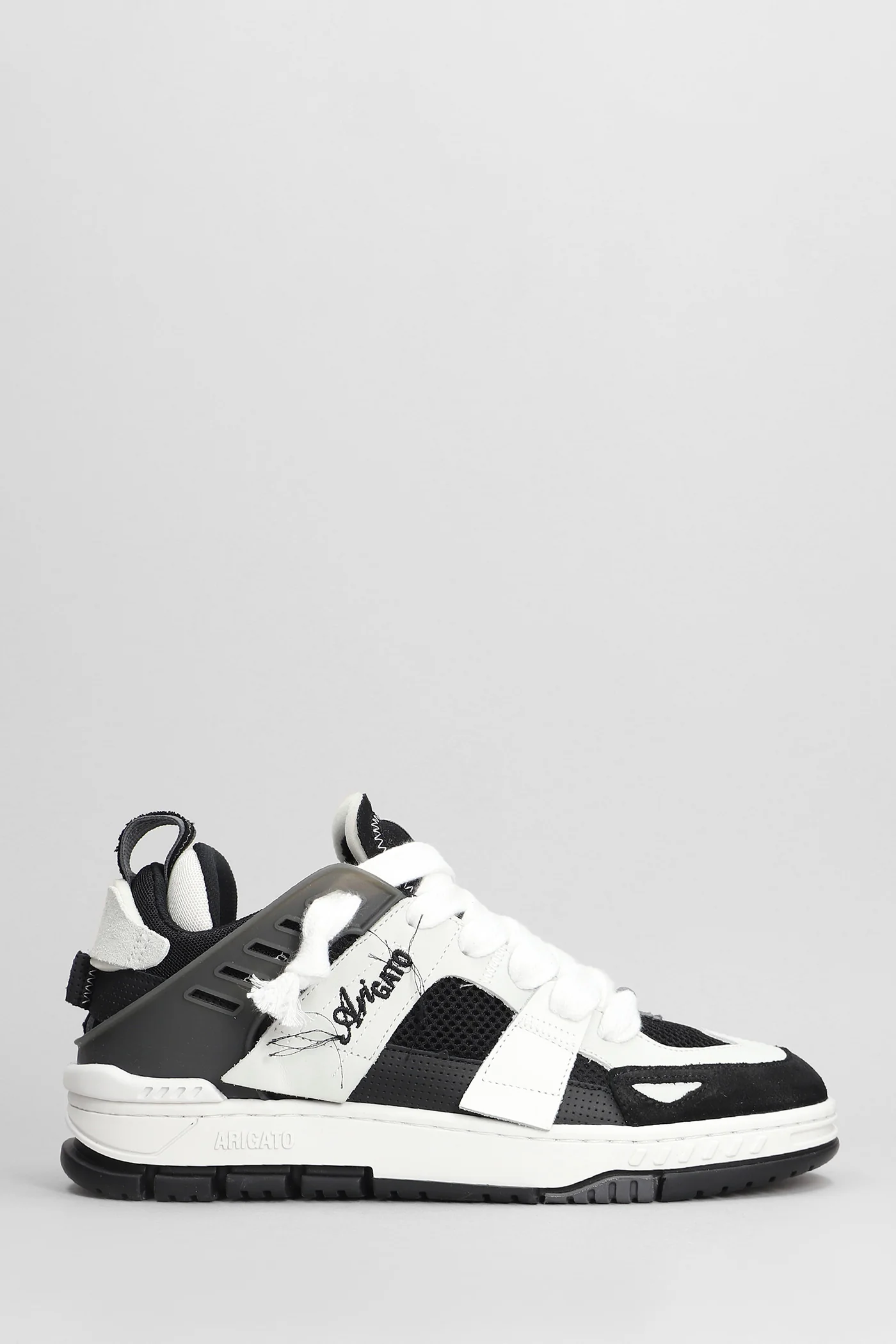 Area Patchwork Sneakers in black leather and fabric