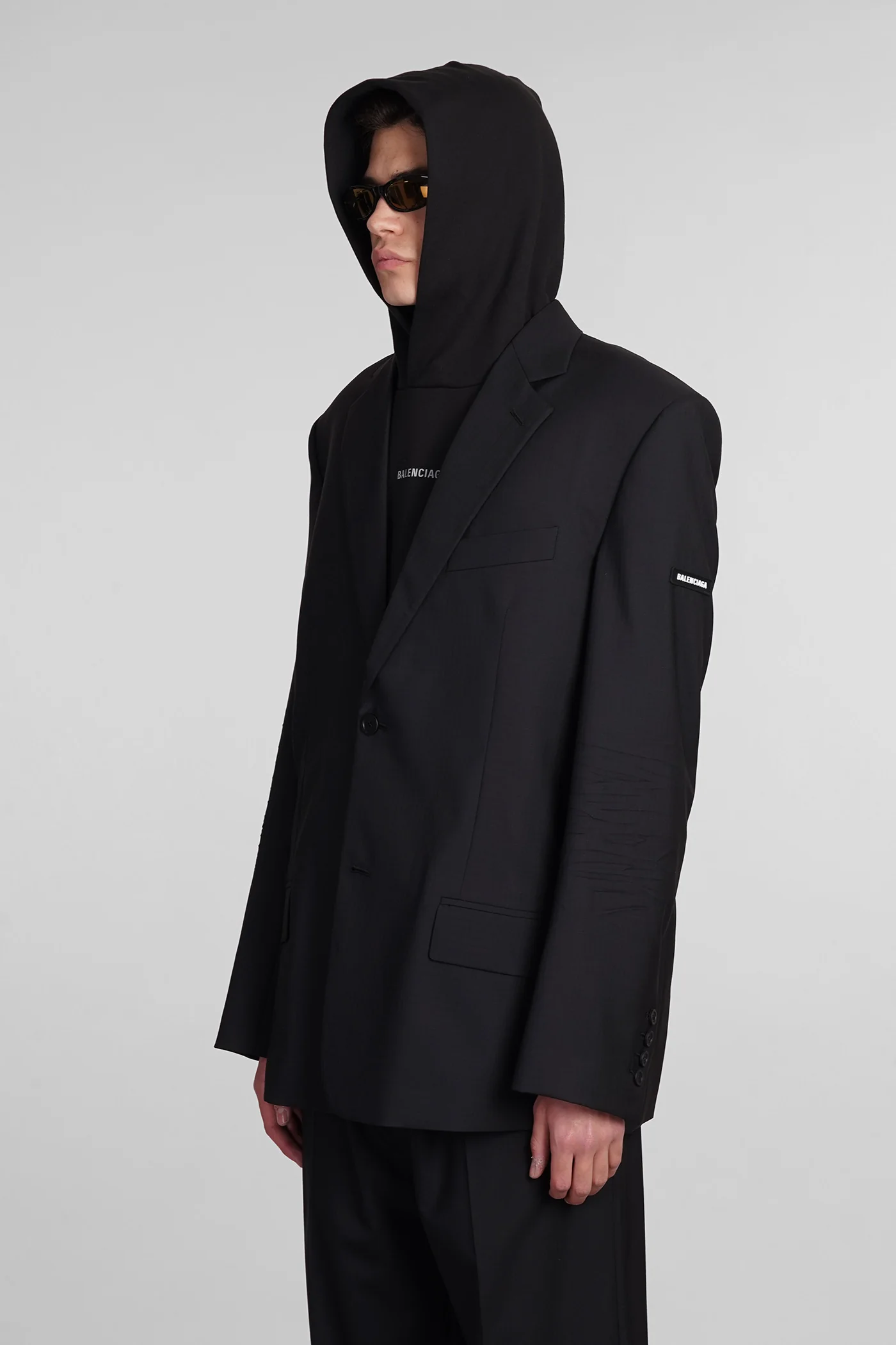 Blazer in black wool - Image 4