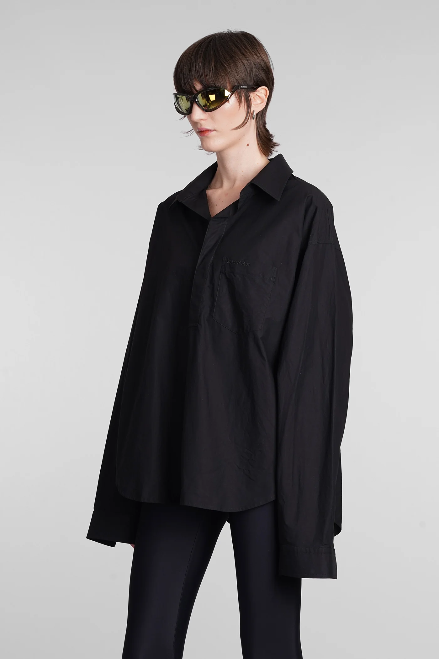 Blouse in black cotton - Image 4