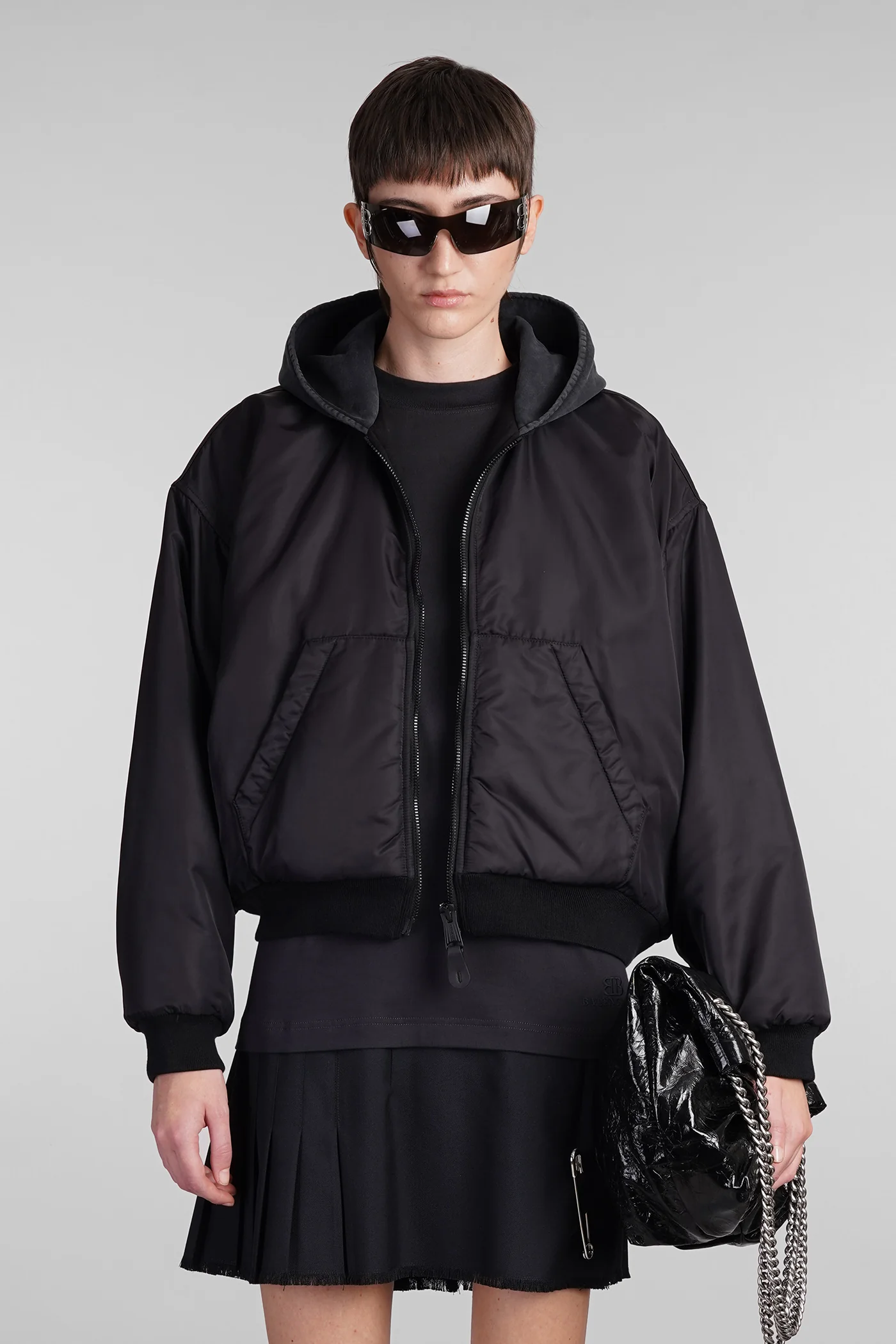 Bomber Jacket in black polyamide