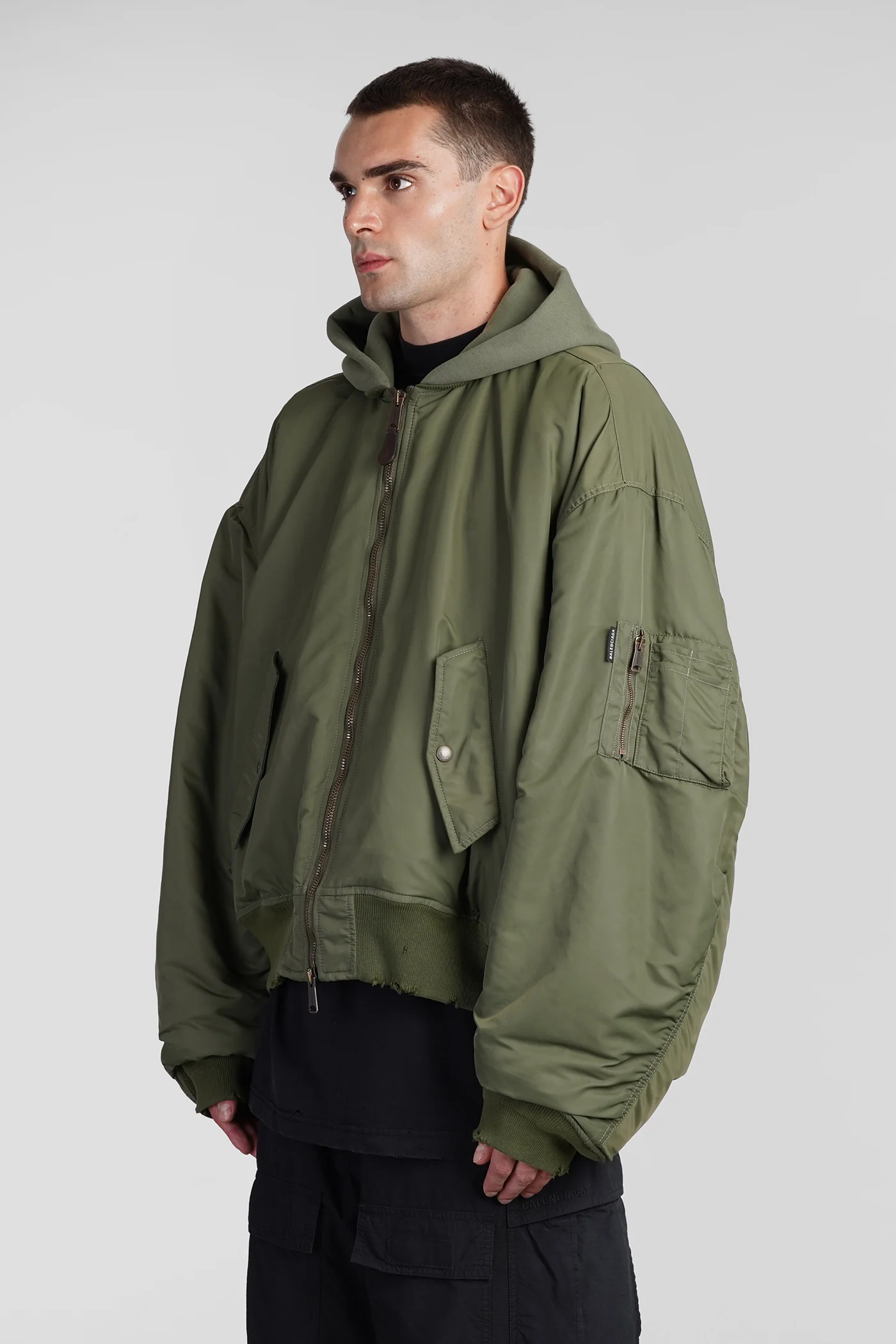 Bomber Jacket in green polyamide - Image 3