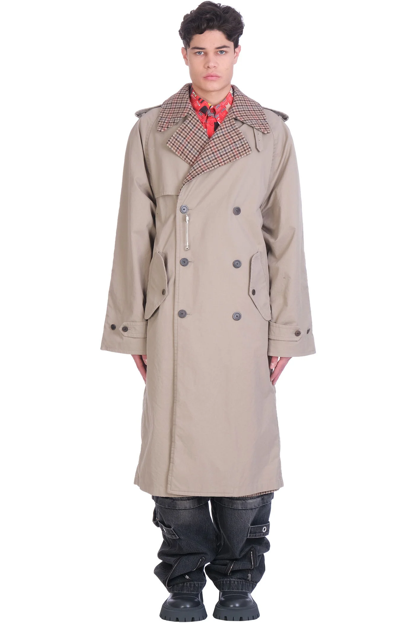 Coat in beige cotton
