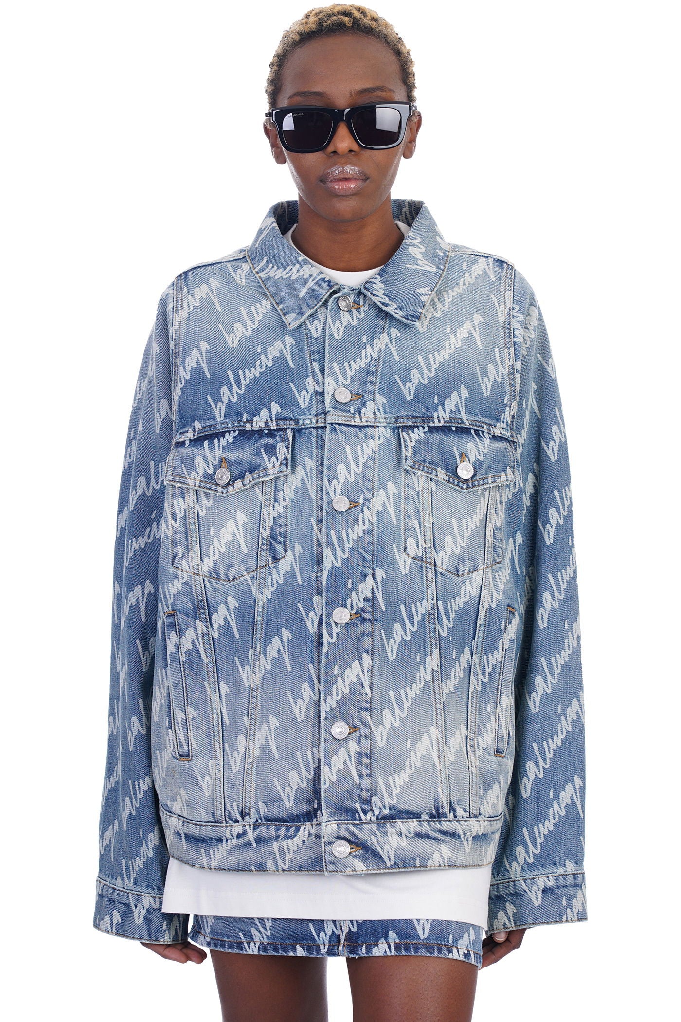 Denim Jackets in cyan denim